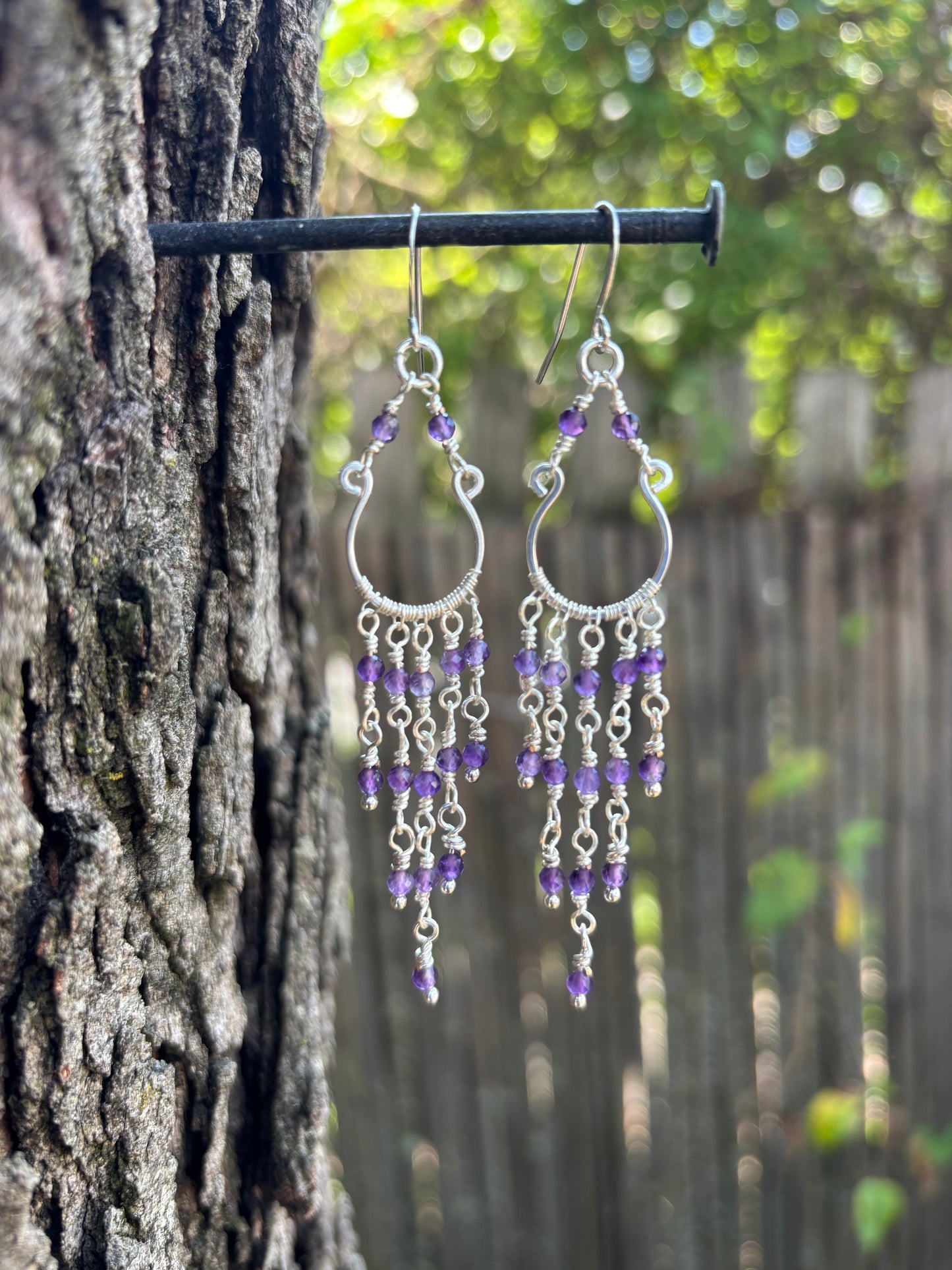 Silver Chandelier Earrings Amethyst