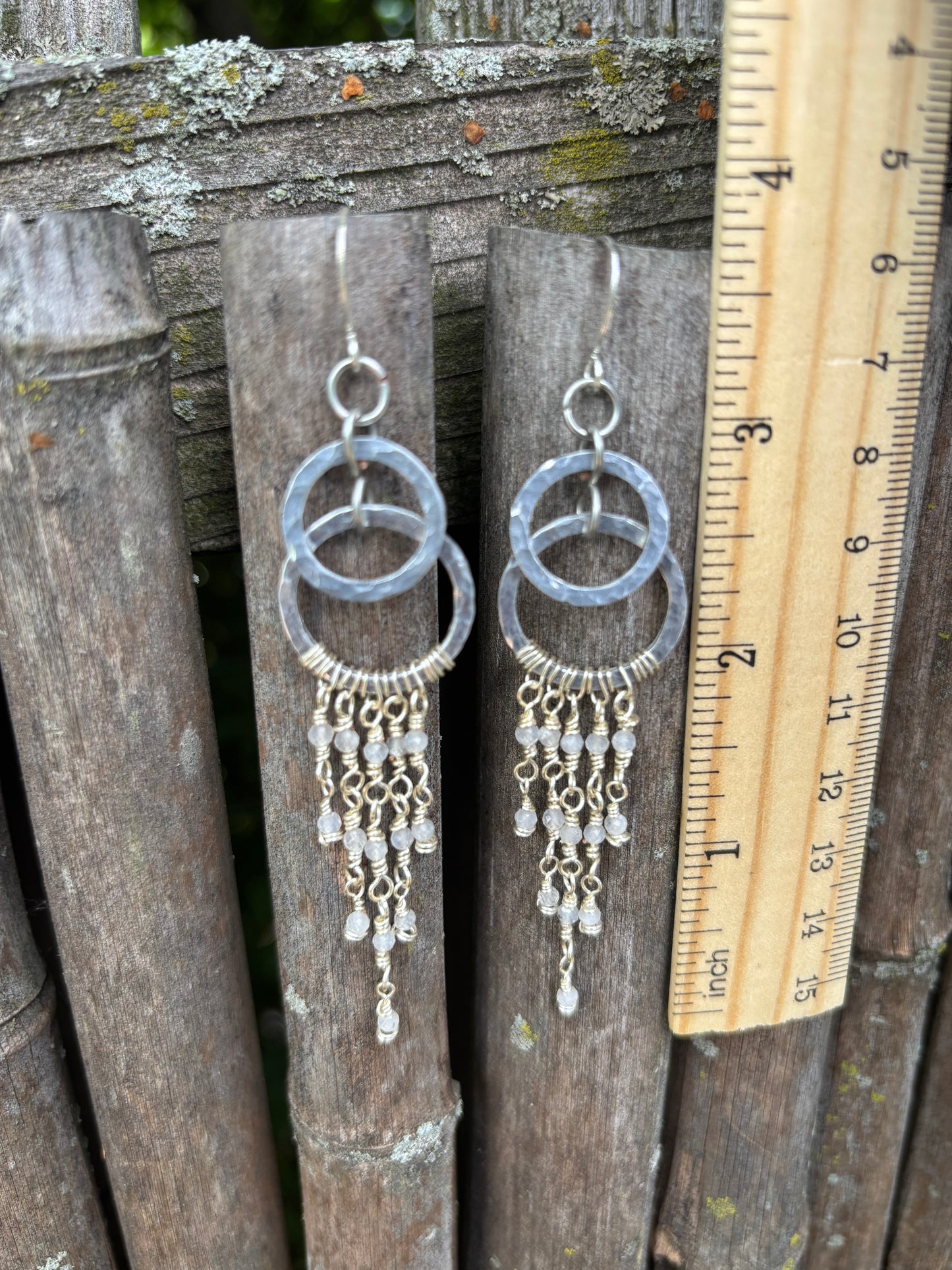Silver Chandelier Earrings Moonstone