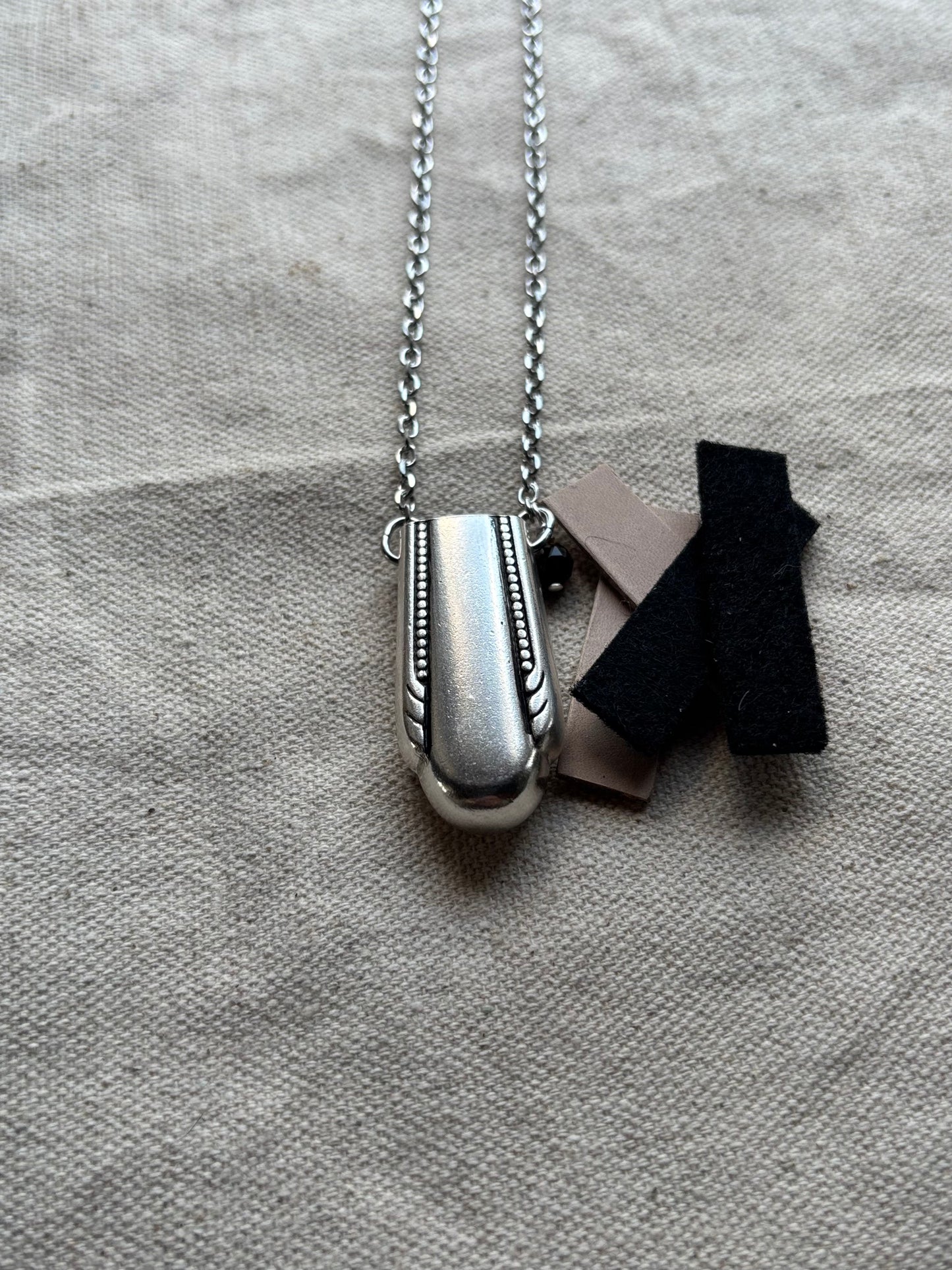 Up-Cycled Vintage Silverware Essential Oil Diffuser Pendant with Tiger Eye