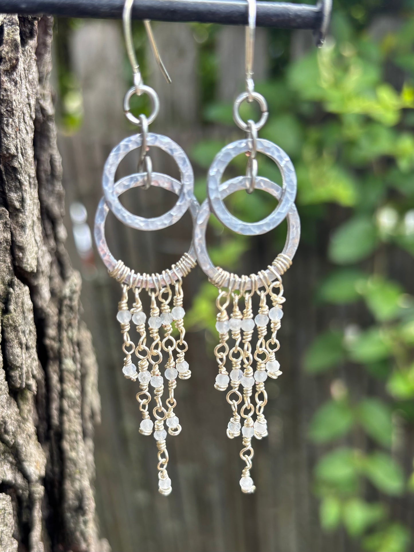 Silver Chandelier Earrings Moonstone