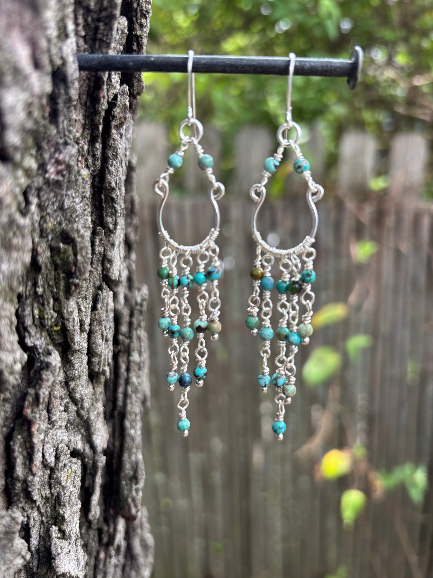 Silver Chandelier Earrings Turquoise