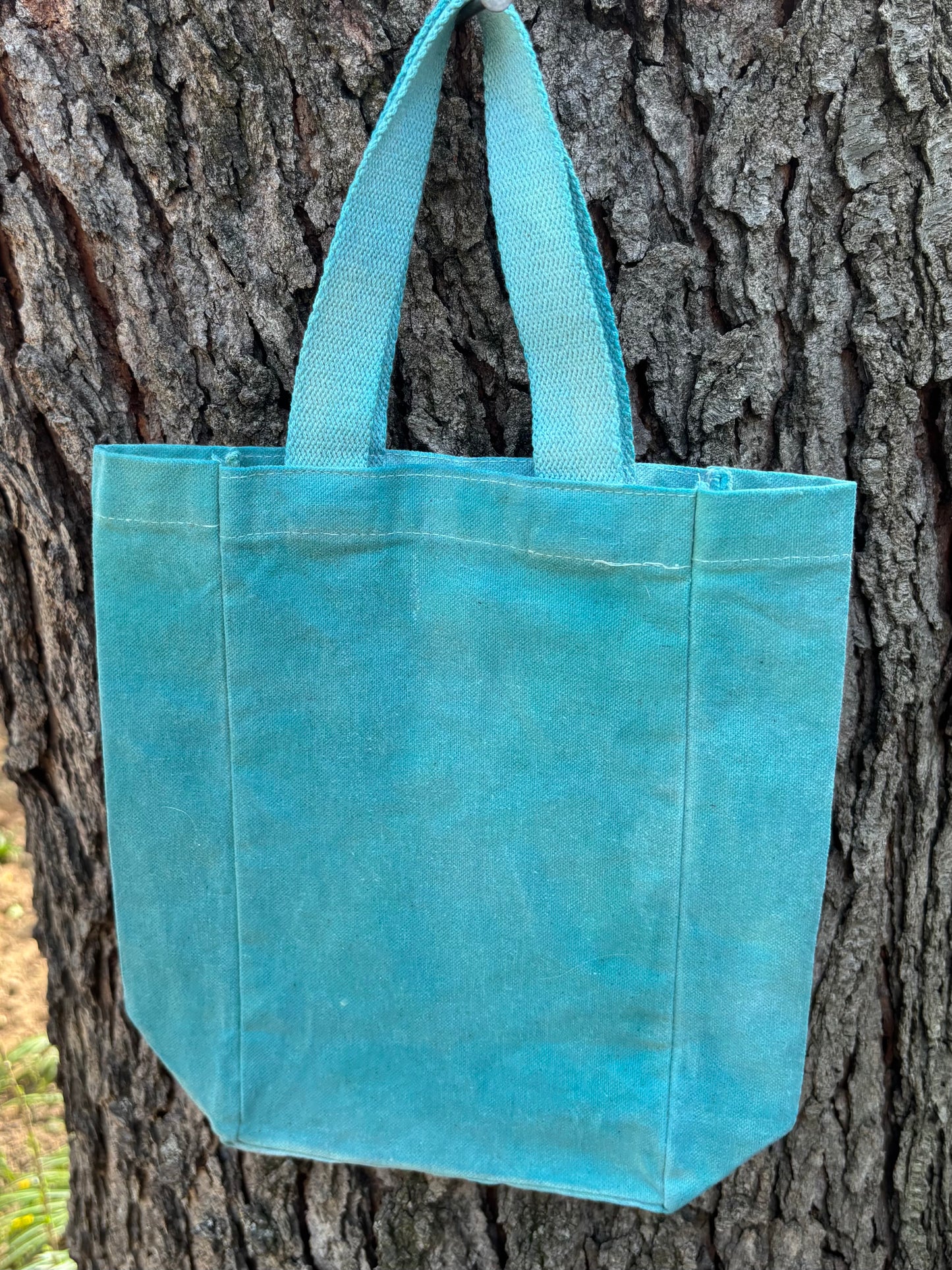 Beeswax 100% Cotton Canvas Wine/Water Bottle Double Tote Aqua