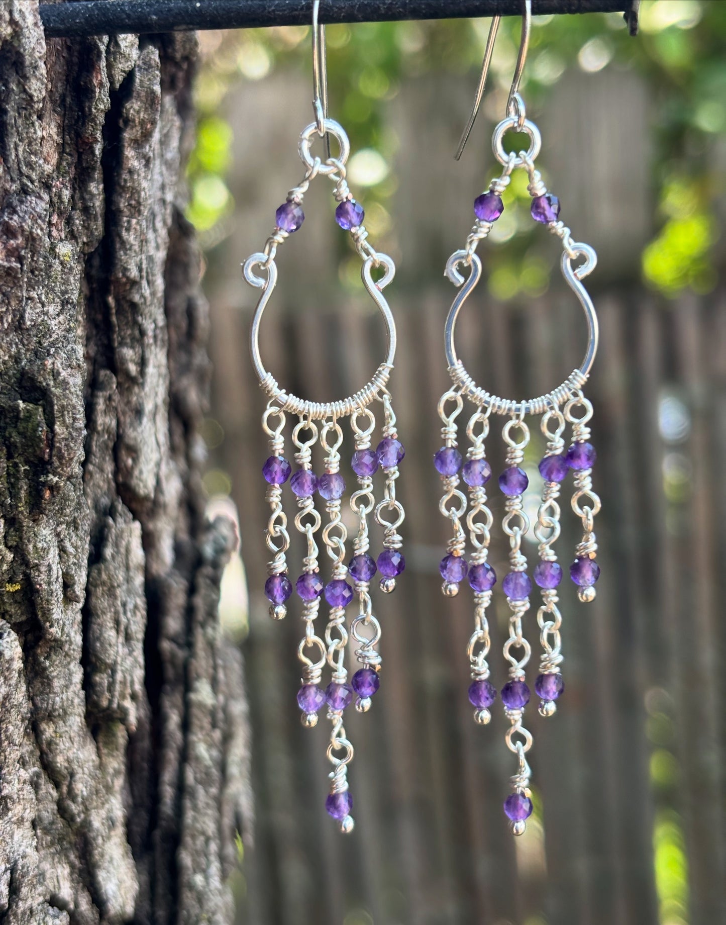 Silver Chandelier Earrings Amethyst
