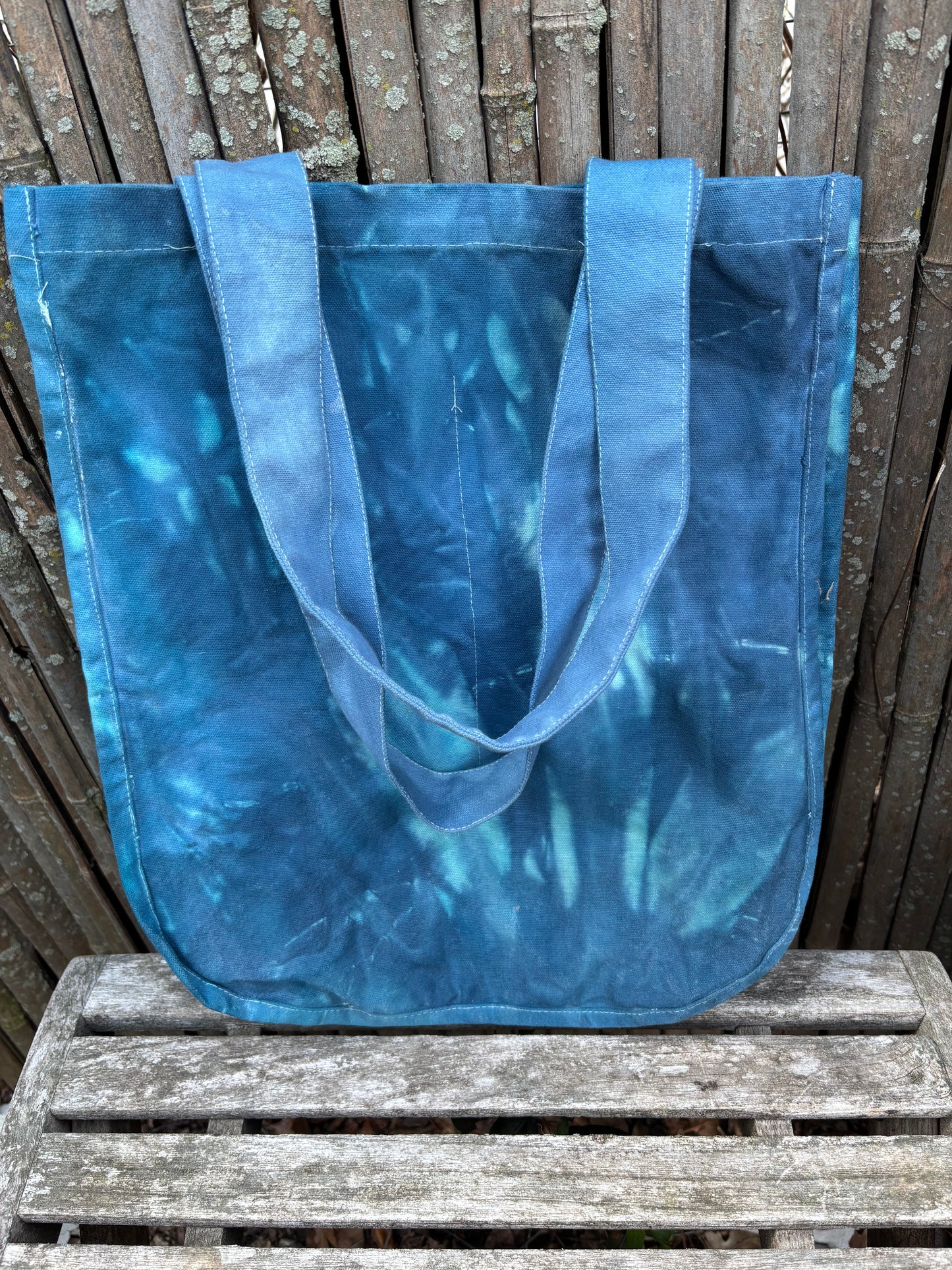 Large Beeswax Waxed Canvas Tote Market Bag BLUE