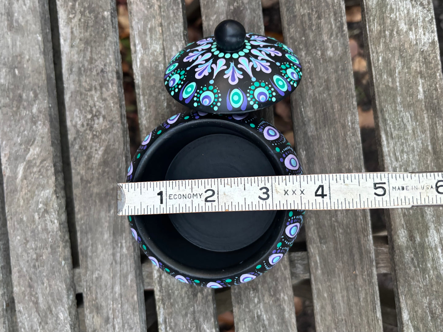 Concrete Mandala Chubby Pot with Lid-Trinket Bowl