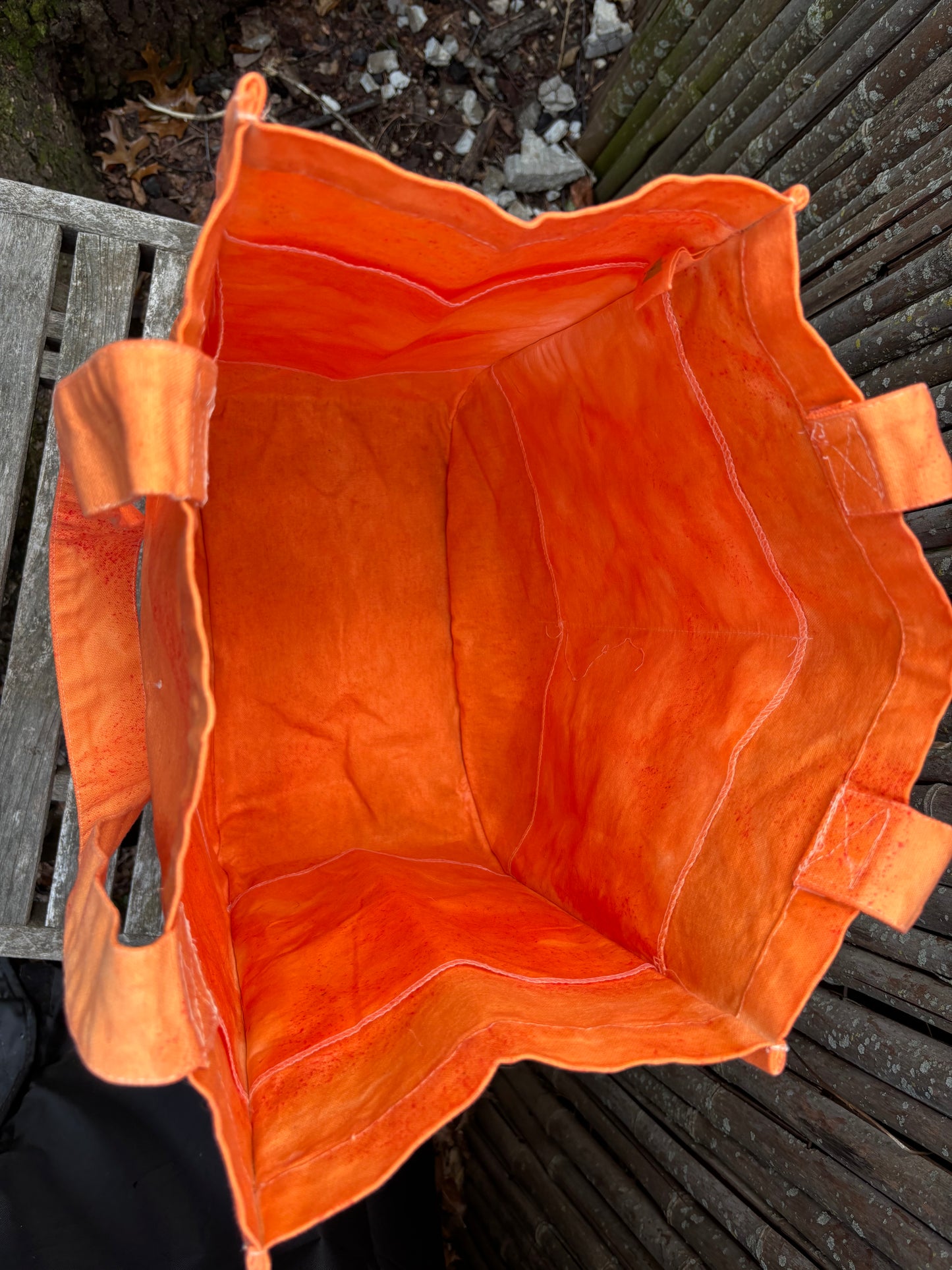 Large Beeswax Waxed Canvas Tote Market Bag ORANGE