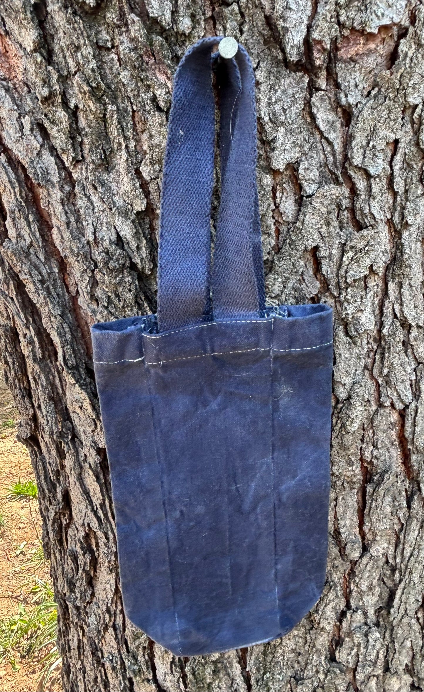 Beeswax 100% Cotton Canvas Wine/Water Bottle Tote Blue/Indigo
