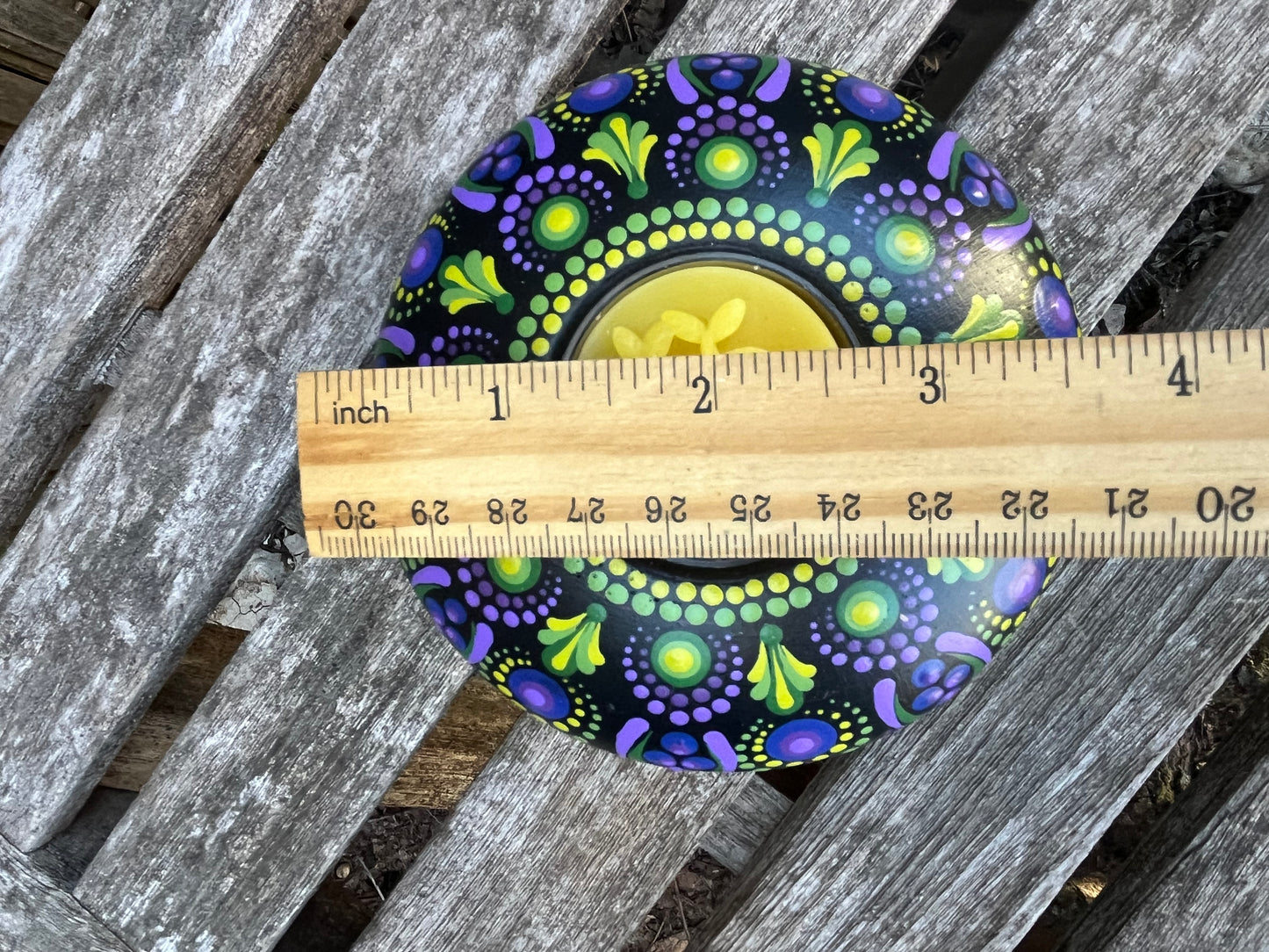 Concrete Mandala Tealight Tea Light Holder Green Blue Yellow Red