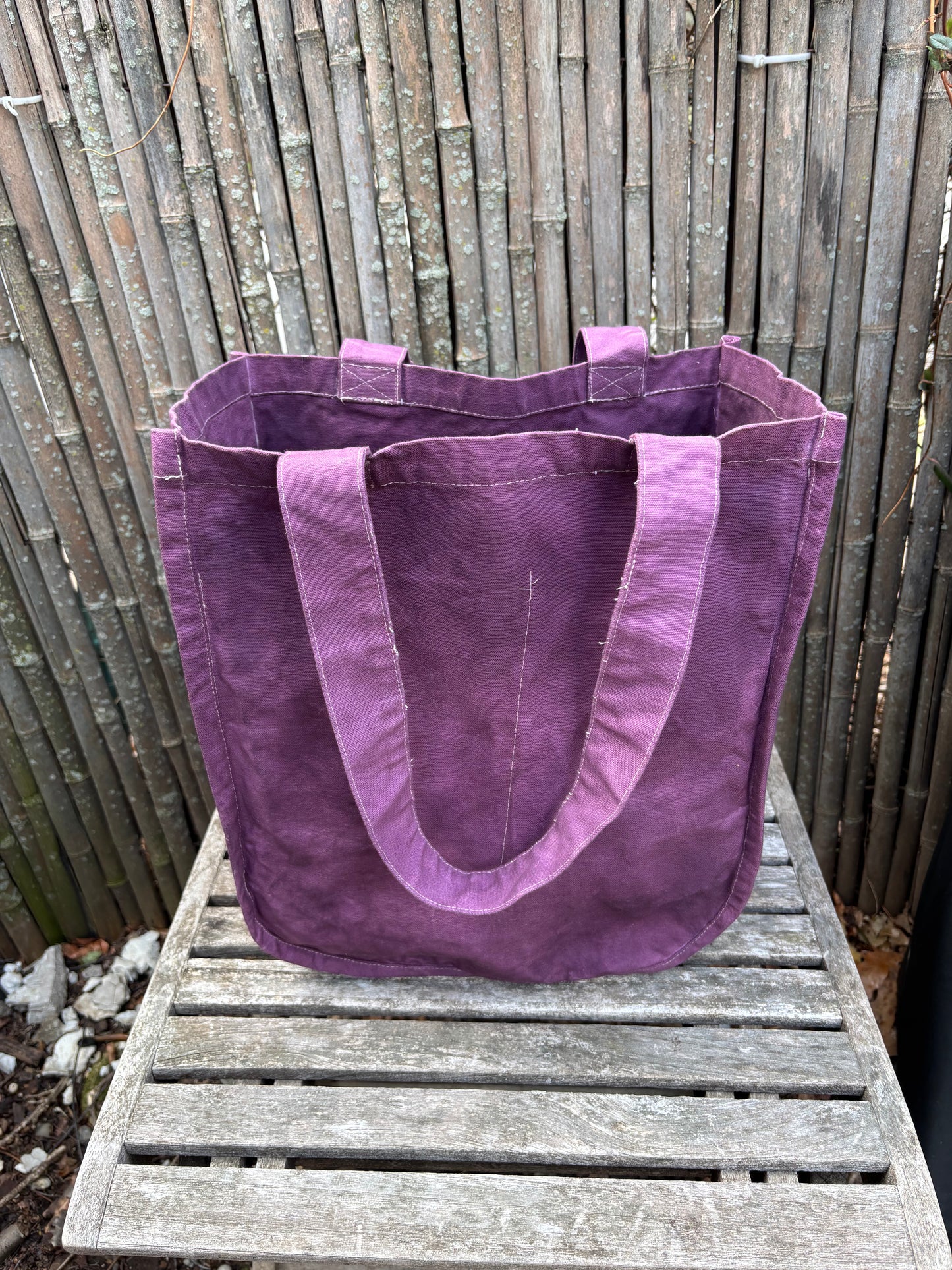 Large Beeswax Waxed Canvas Tote Market Bag BURGUNDY