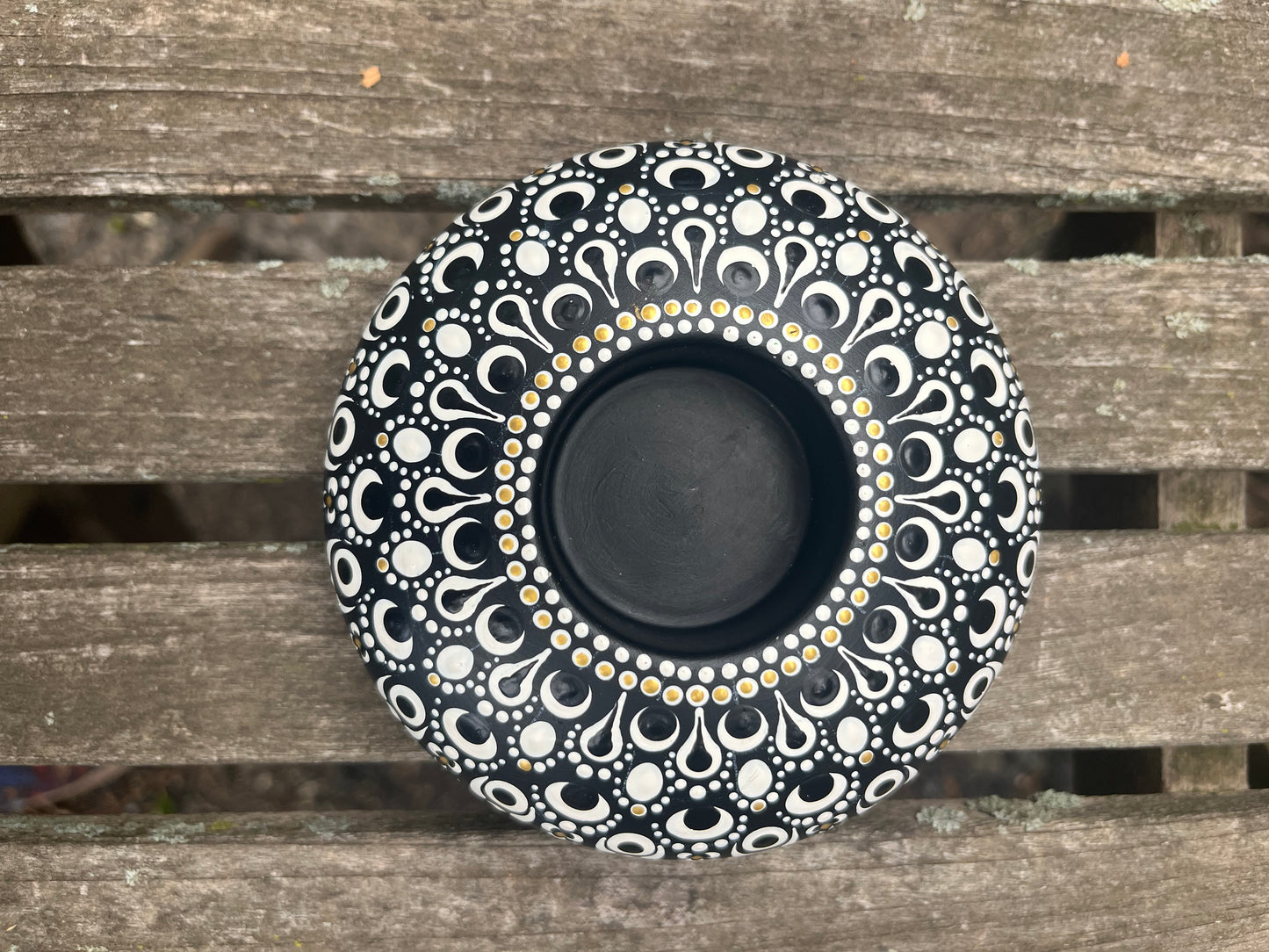 Concrete Black and White Mandala Tealight Tea Light Holder