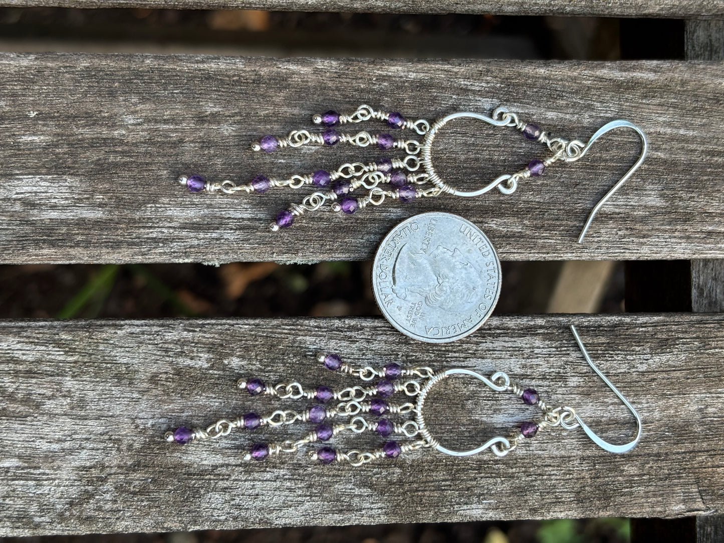 Silver Chandelier Earrings Amethyst