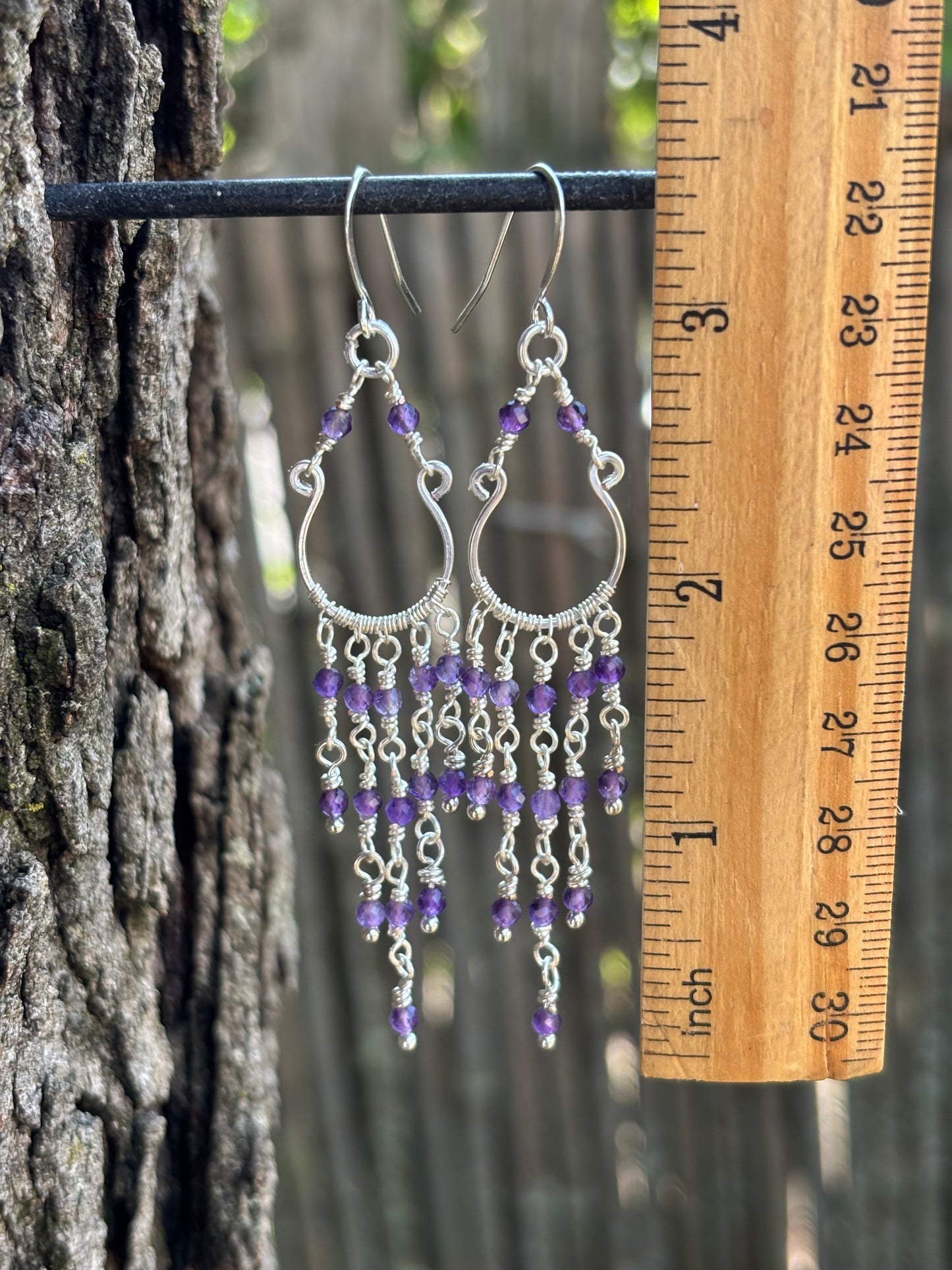 Silver Chandelier Earrings Amethyst