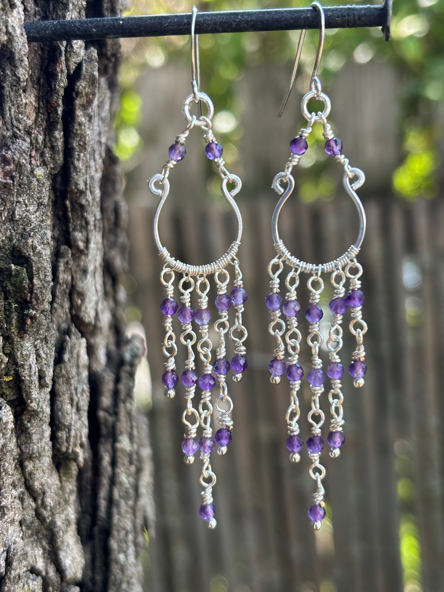 Silver Chandelier Earrings Amethyst