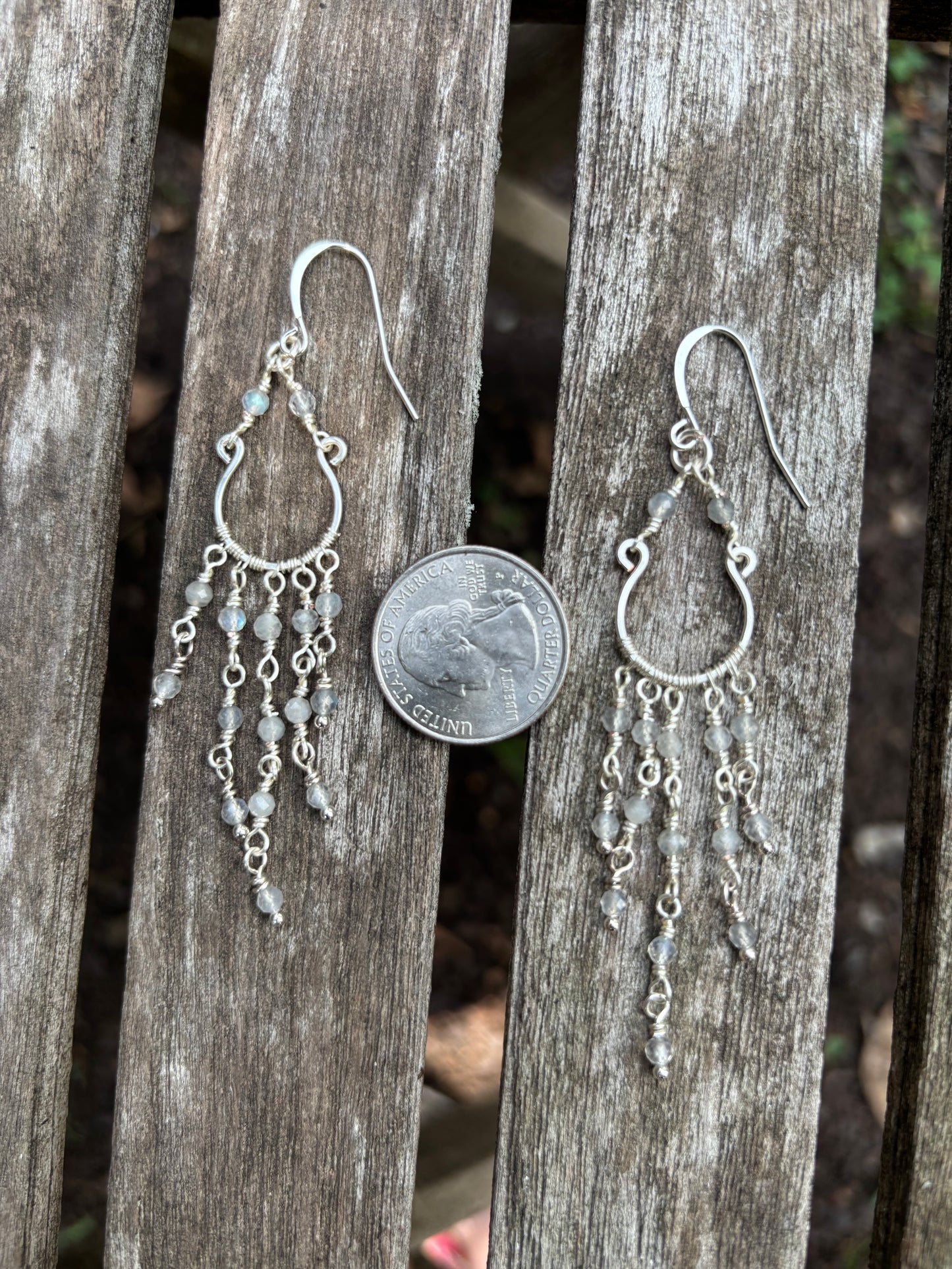 Silver Chandelier Earrings Labradorite
