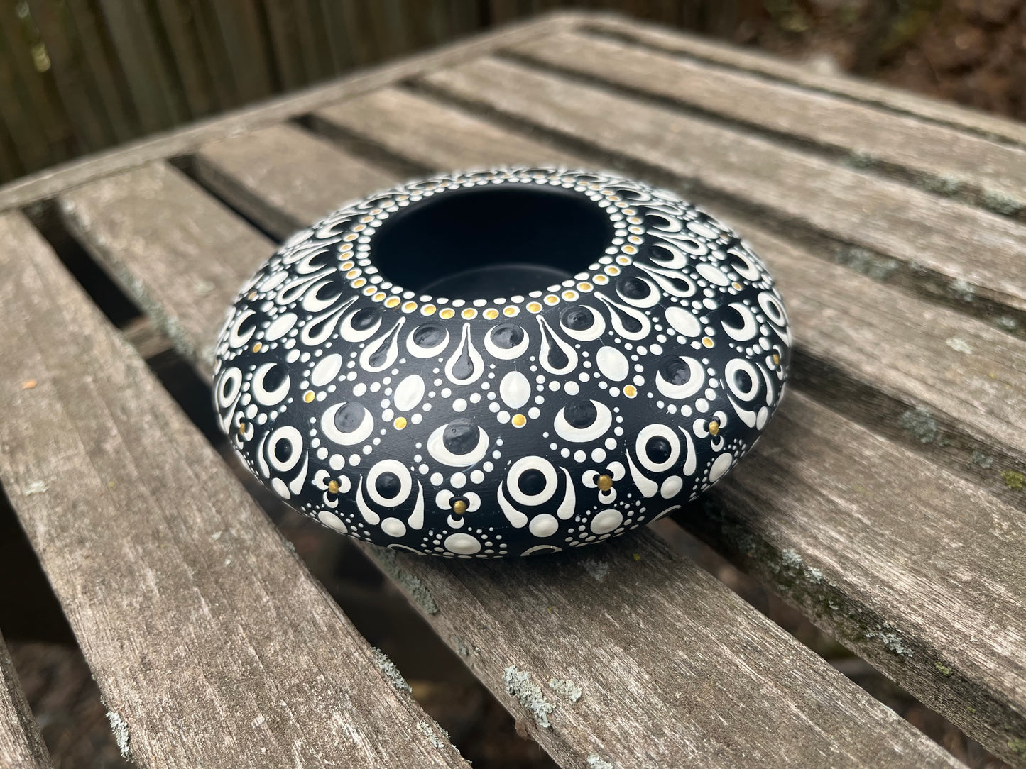Concrete Black and White Mandala Tealight Tea Light Holder