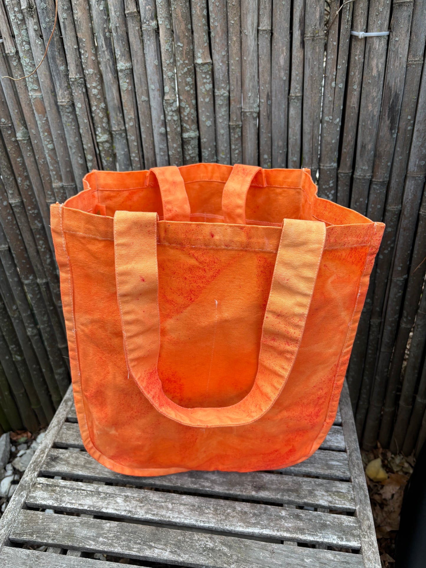 Large Beeswax Waxed Canvas Tote Market Bag ORANGE