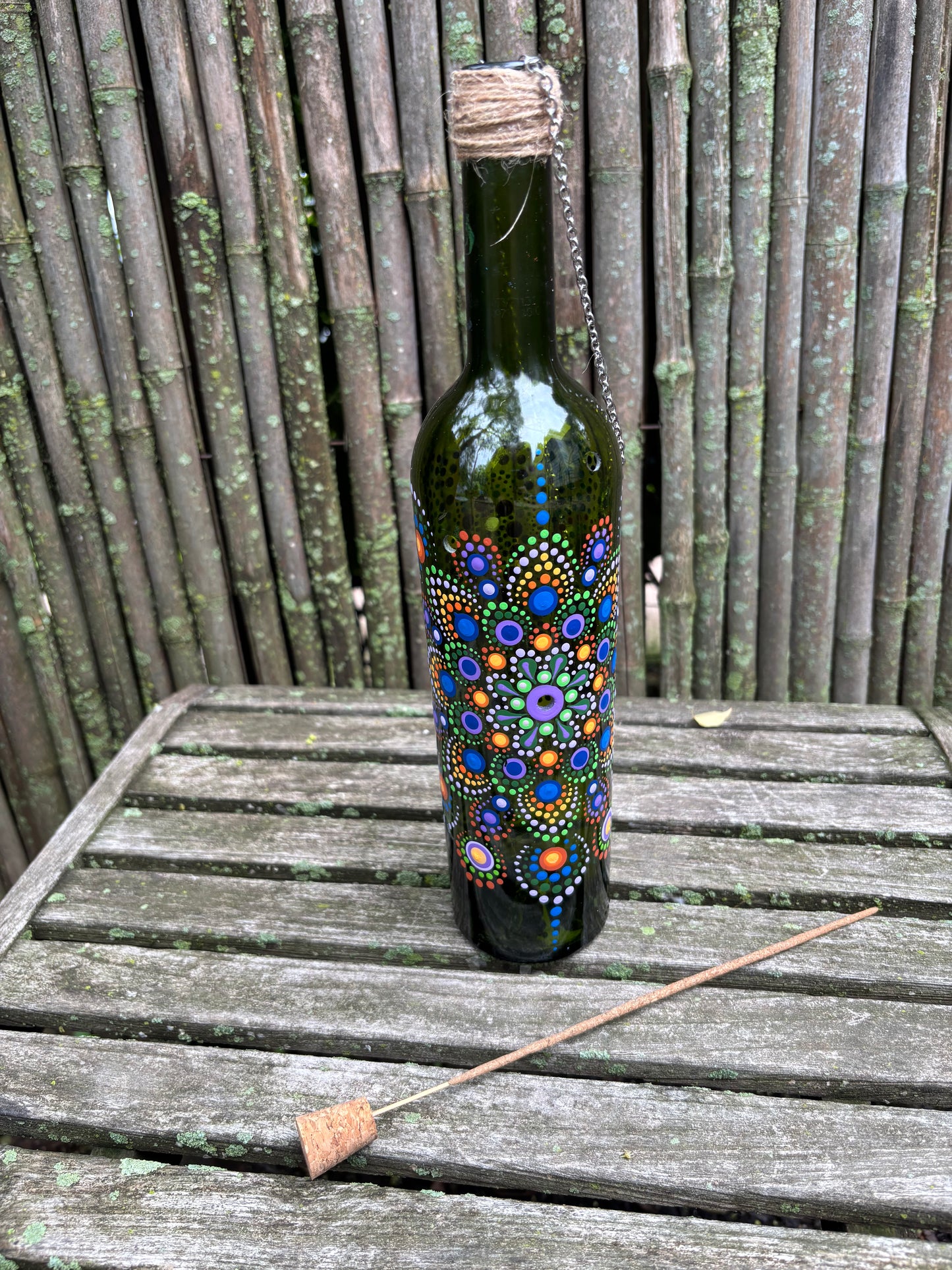 Re-Wined Up-Cycled Glass Bottle Hanging Smoking Bottle Incense Burner