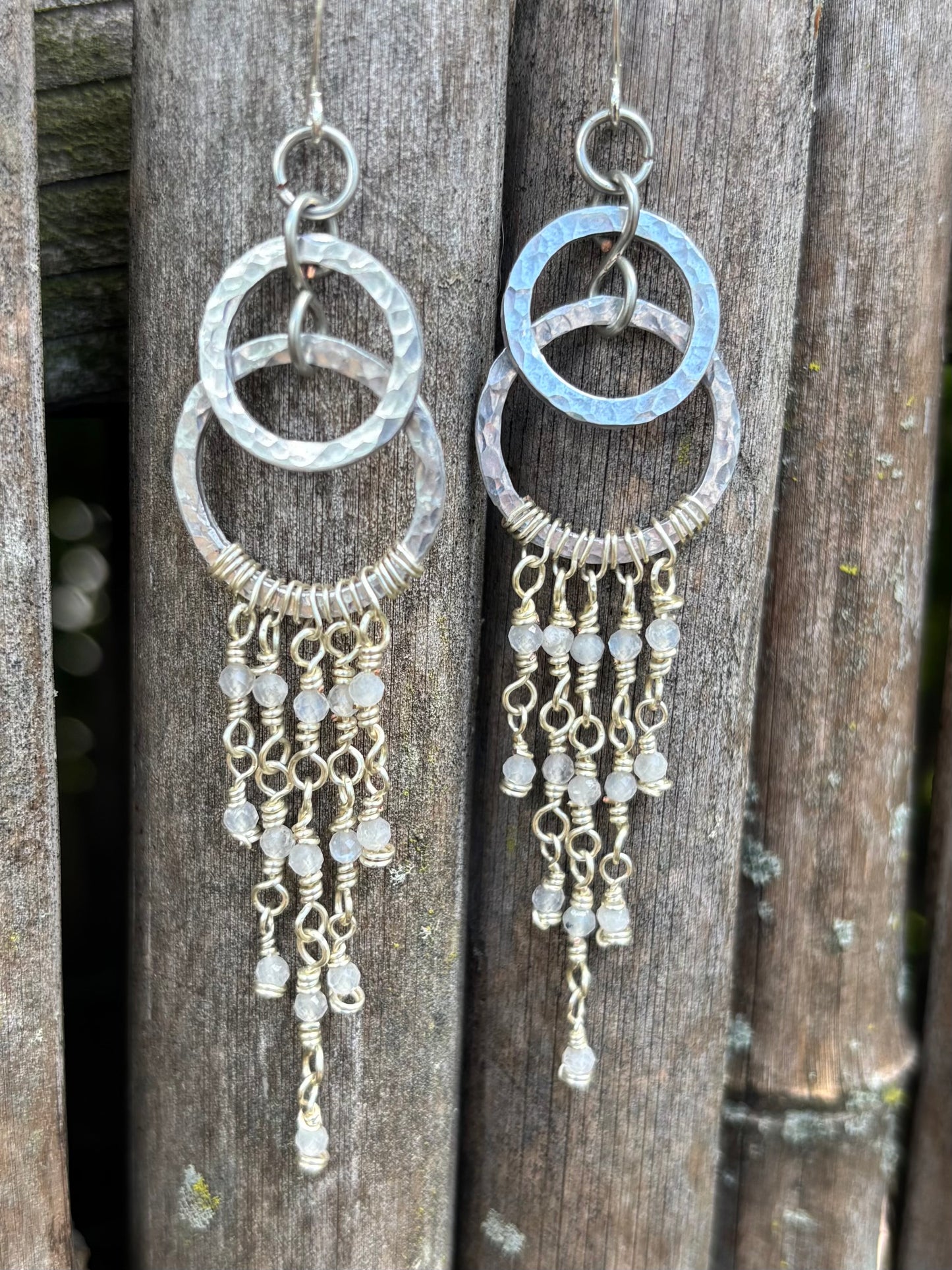Silver Chandelier Earrings Moonstone