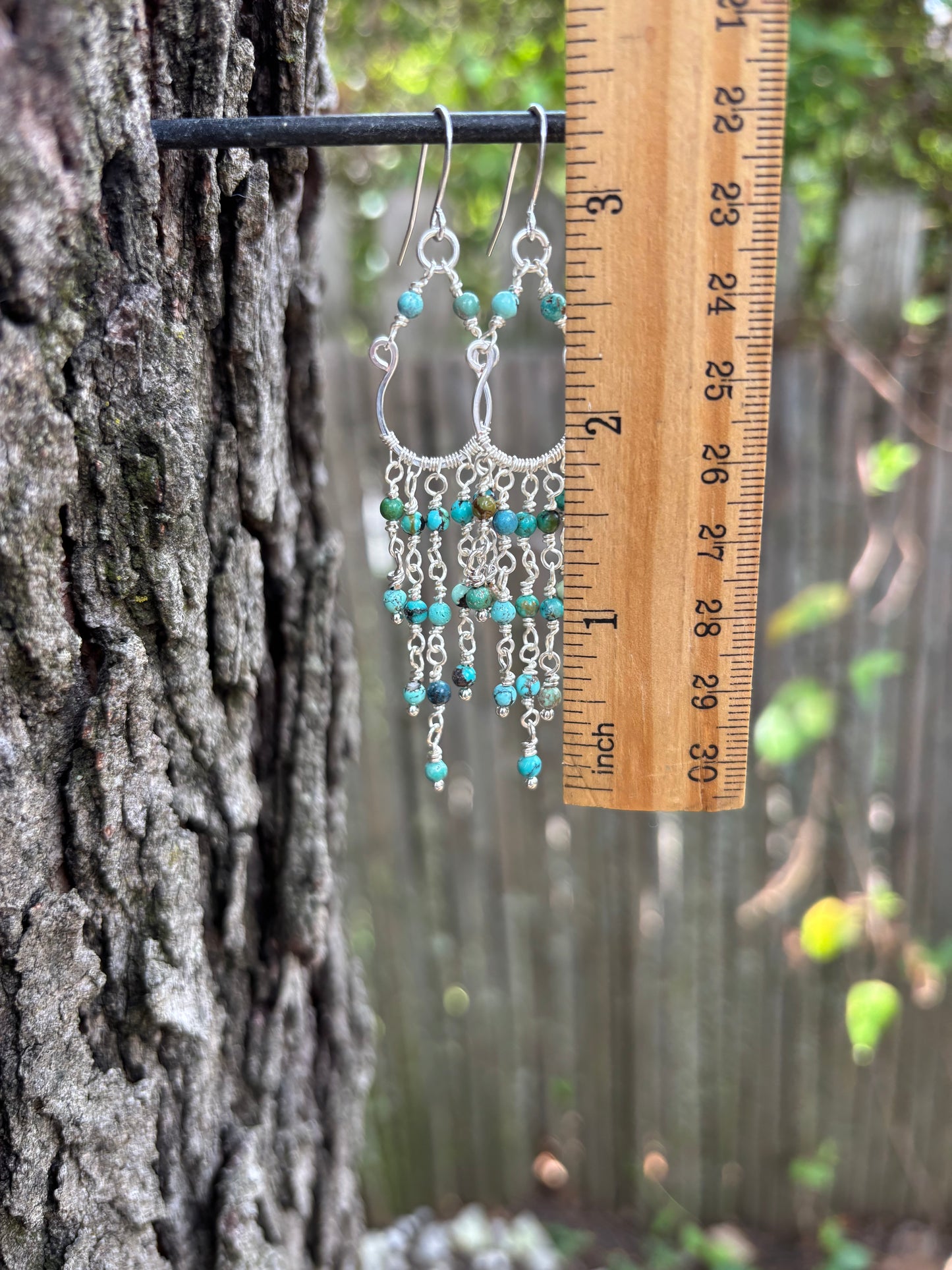 Silver Chandelier Earrings Turquoise
