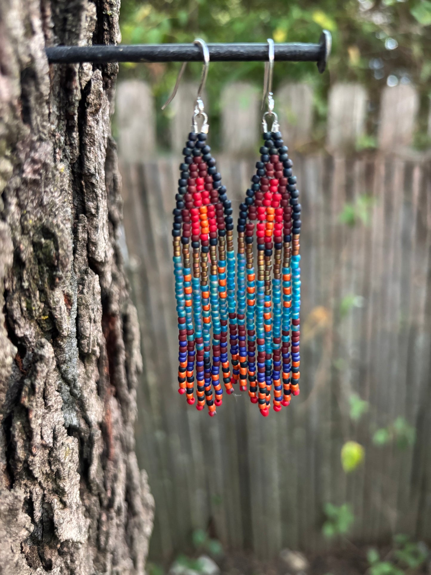 Glass Beaded Bohemian Fringe Earrings