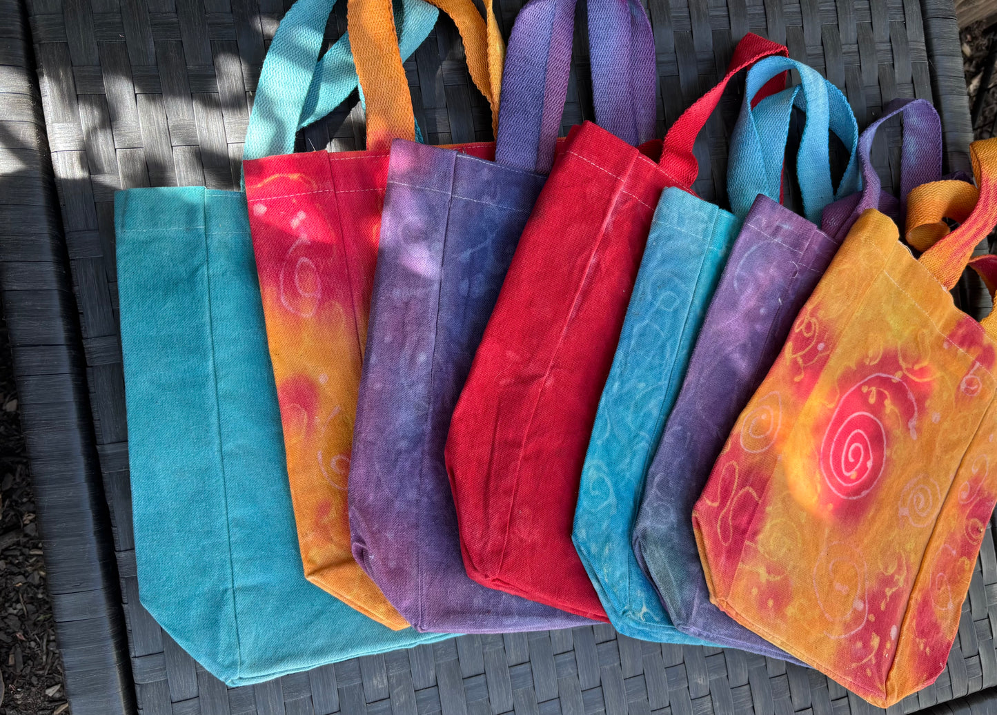 Beeswax 100% Cotton Canvas Wine/Water Bottle Double Tote Red/Orange