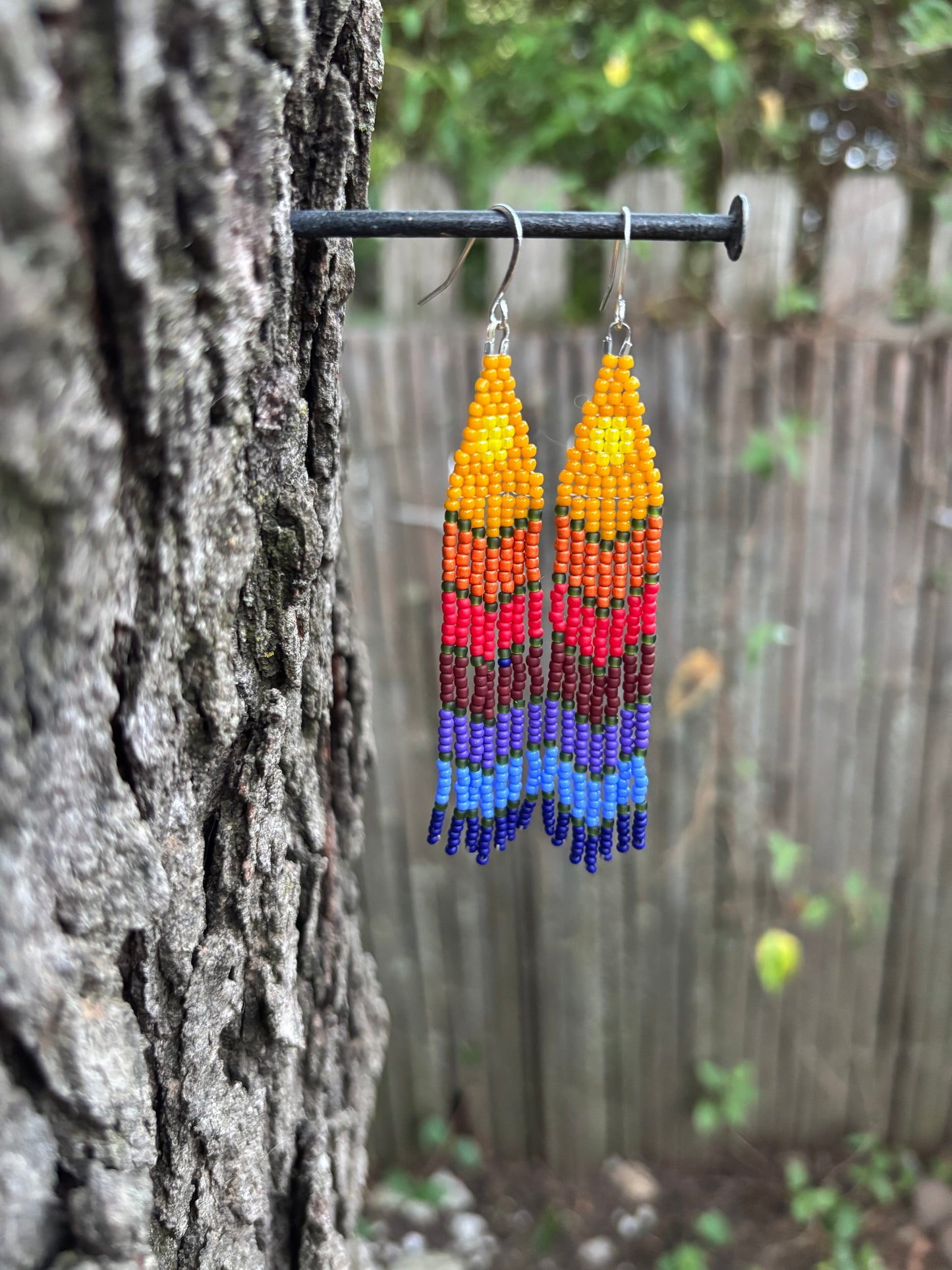 Glass Beaded Fringe Sunrise Sunset Earrings