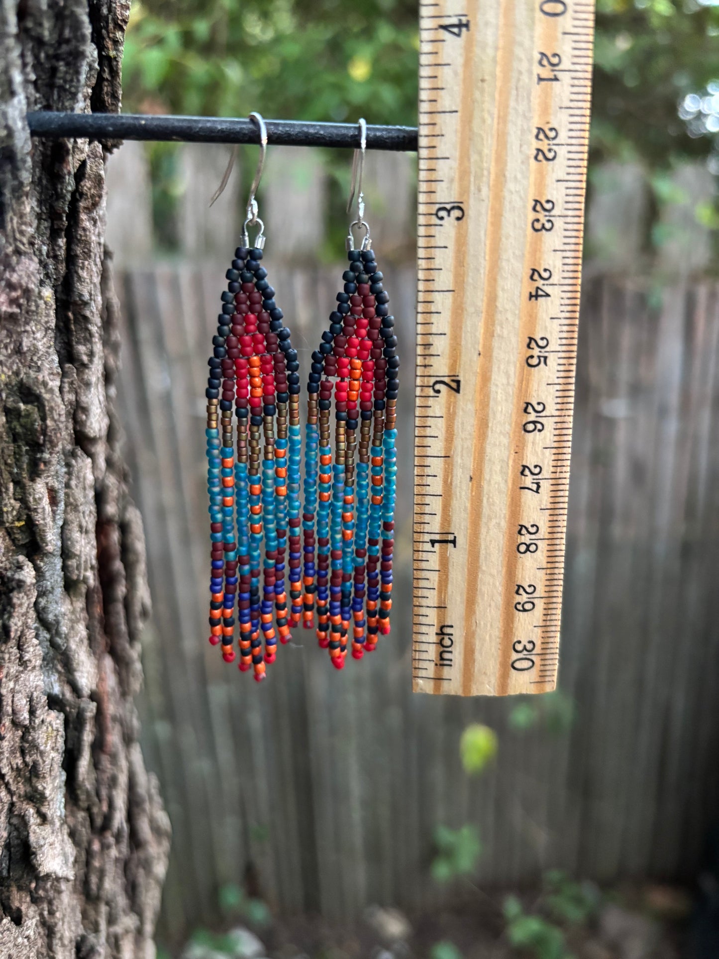 Glass Beaded Bohemian Fringe Earrings