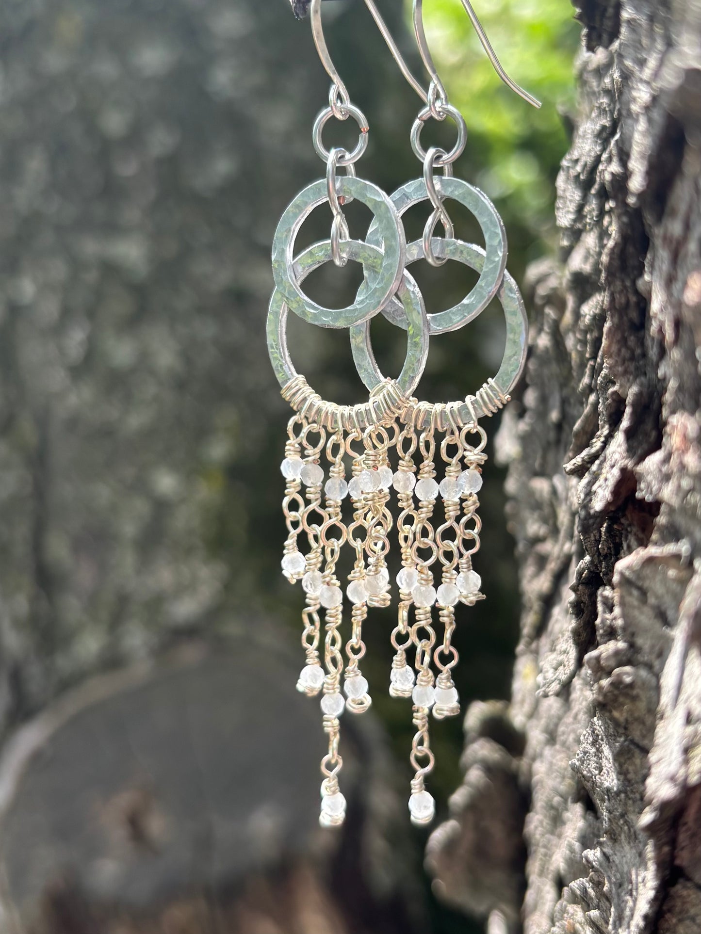 Silver Chandelier Earrings Moonstone