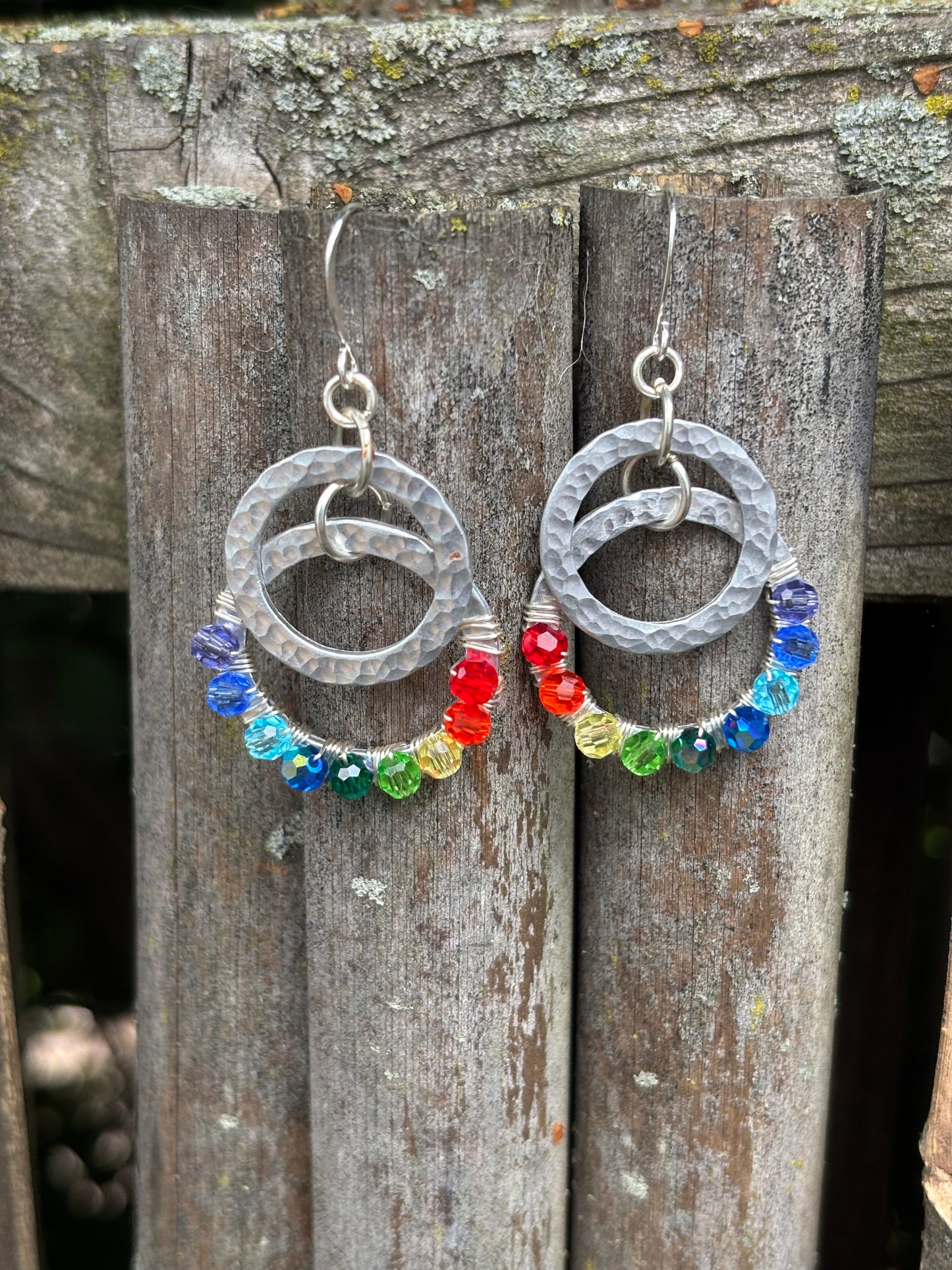 Rainbow Chakra Pride Glass Crystal Earrings