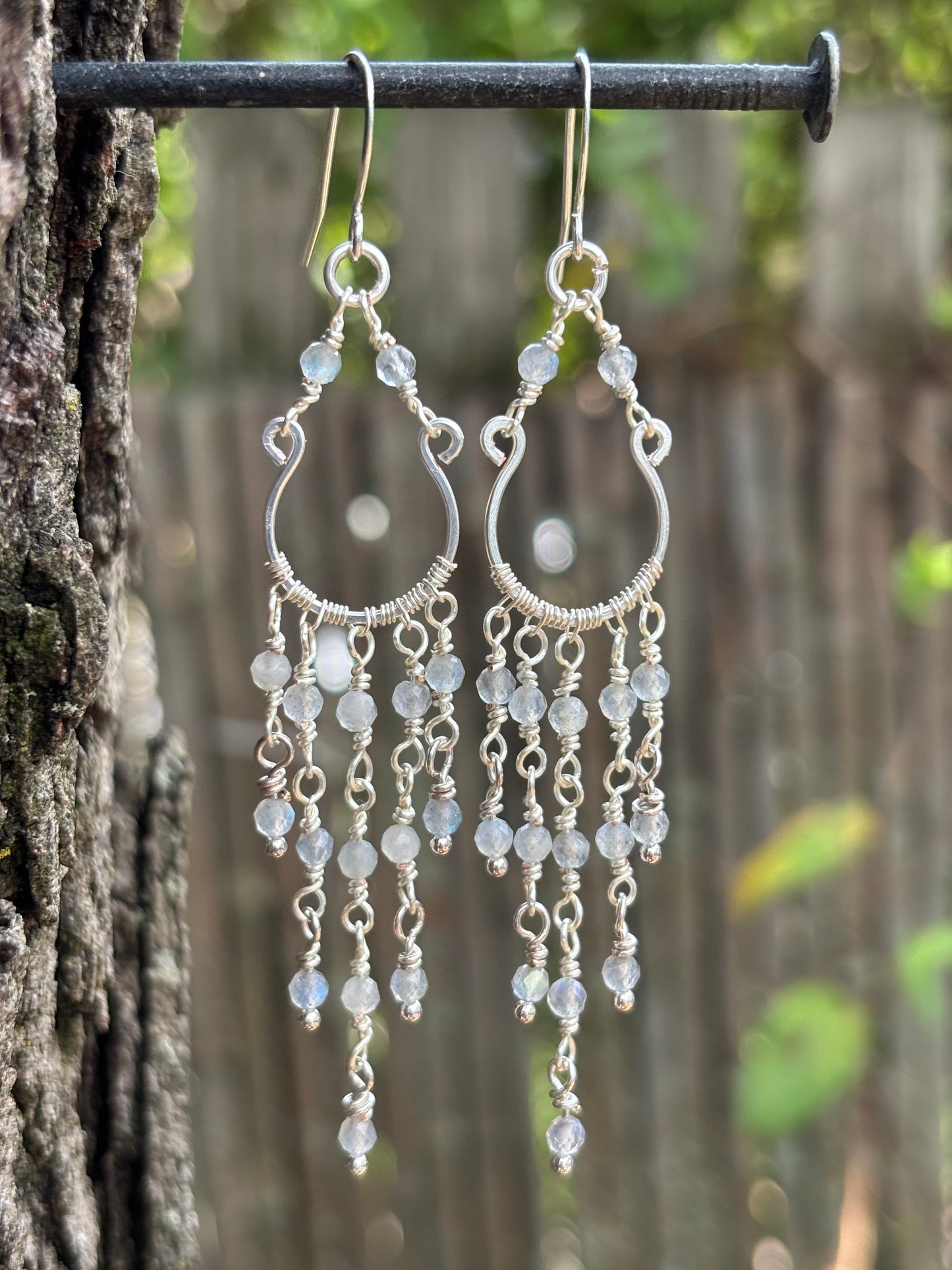 Silver Chandelier Earrings Labradorite