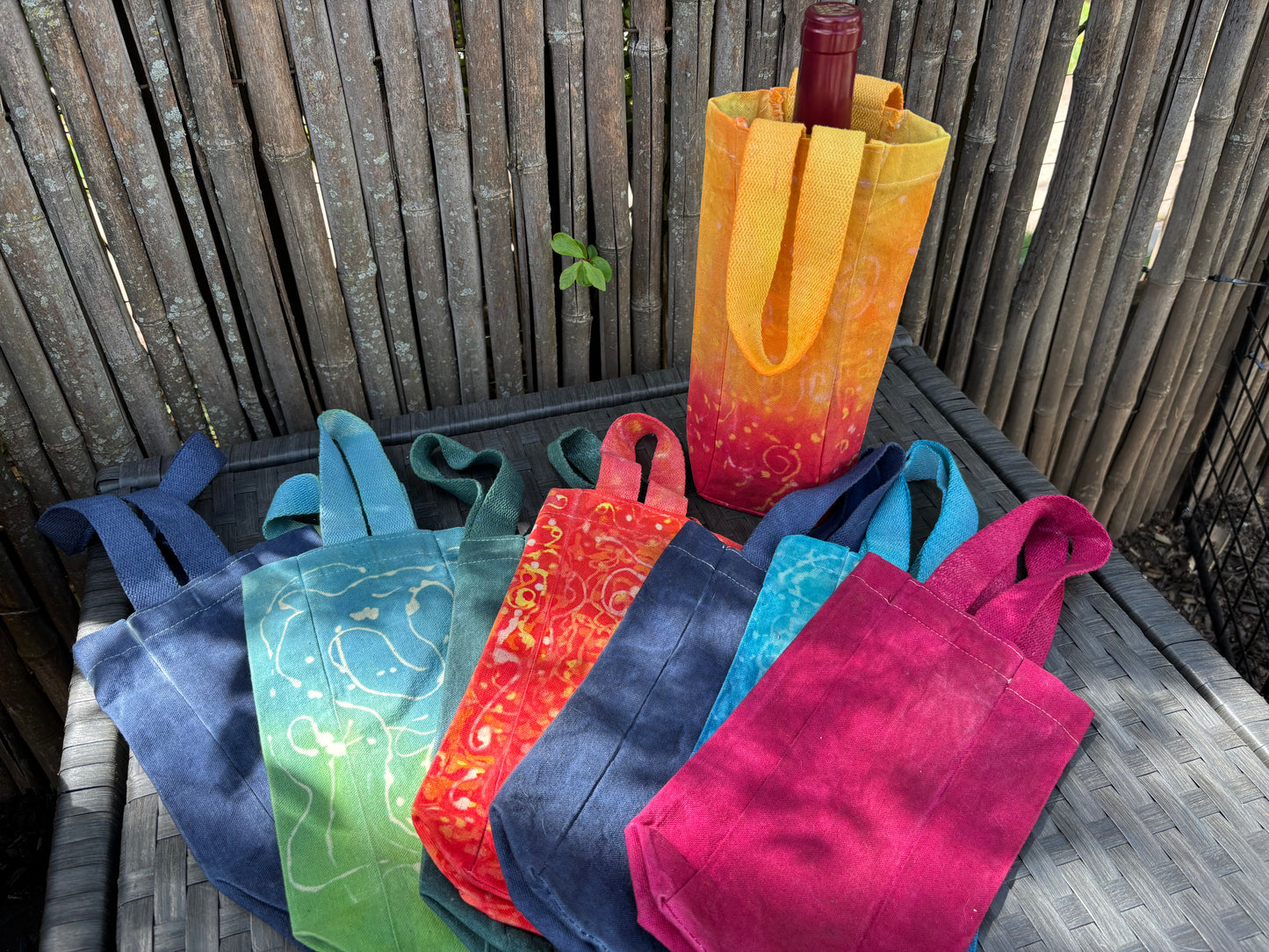Beeswax 100% Cotton Canvas Wine/Water Bottle Tote BURGUNDY