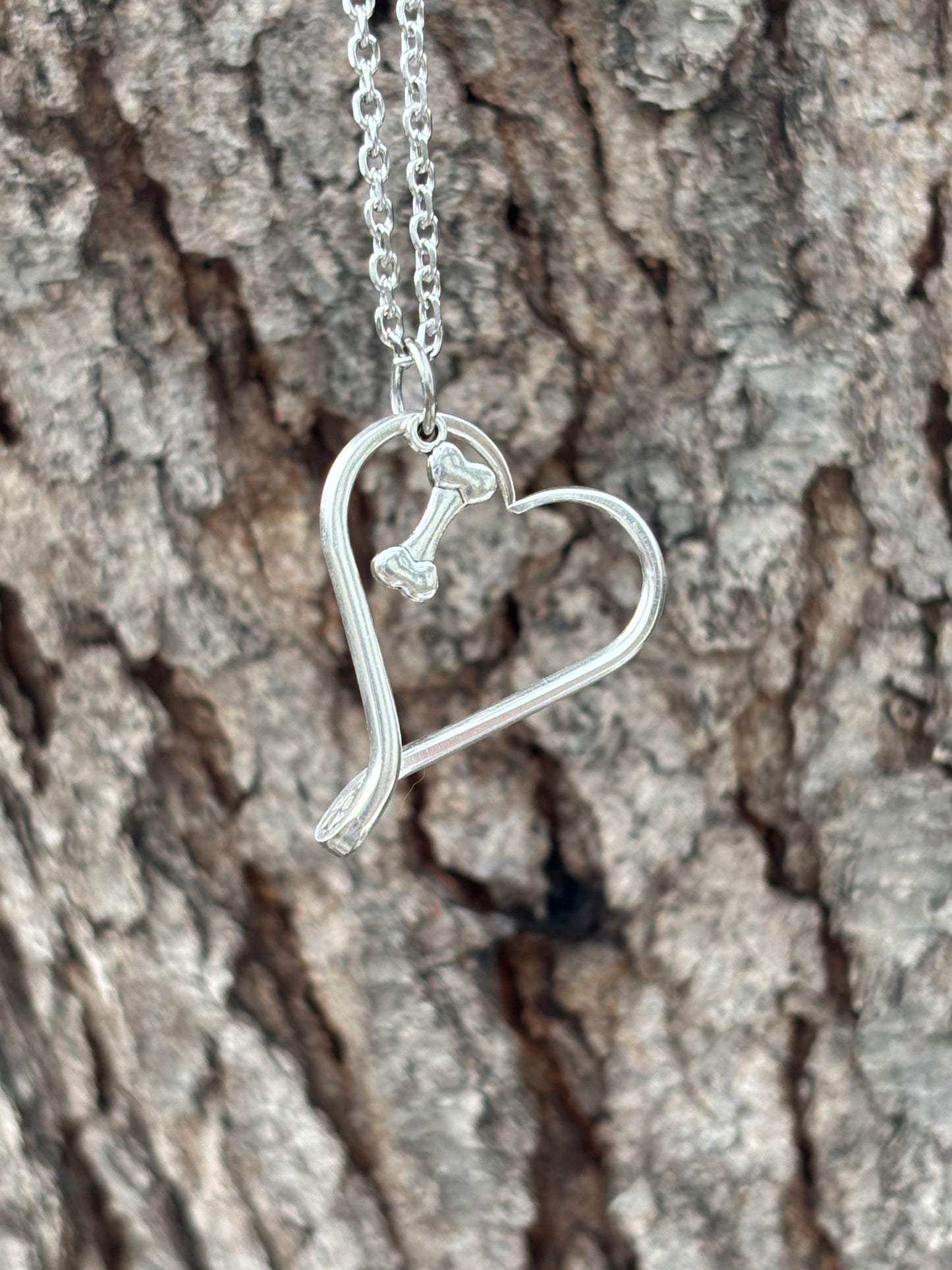 Up-Cycled Vintage Silverware Open Heart Pendant For The Love of Dogs