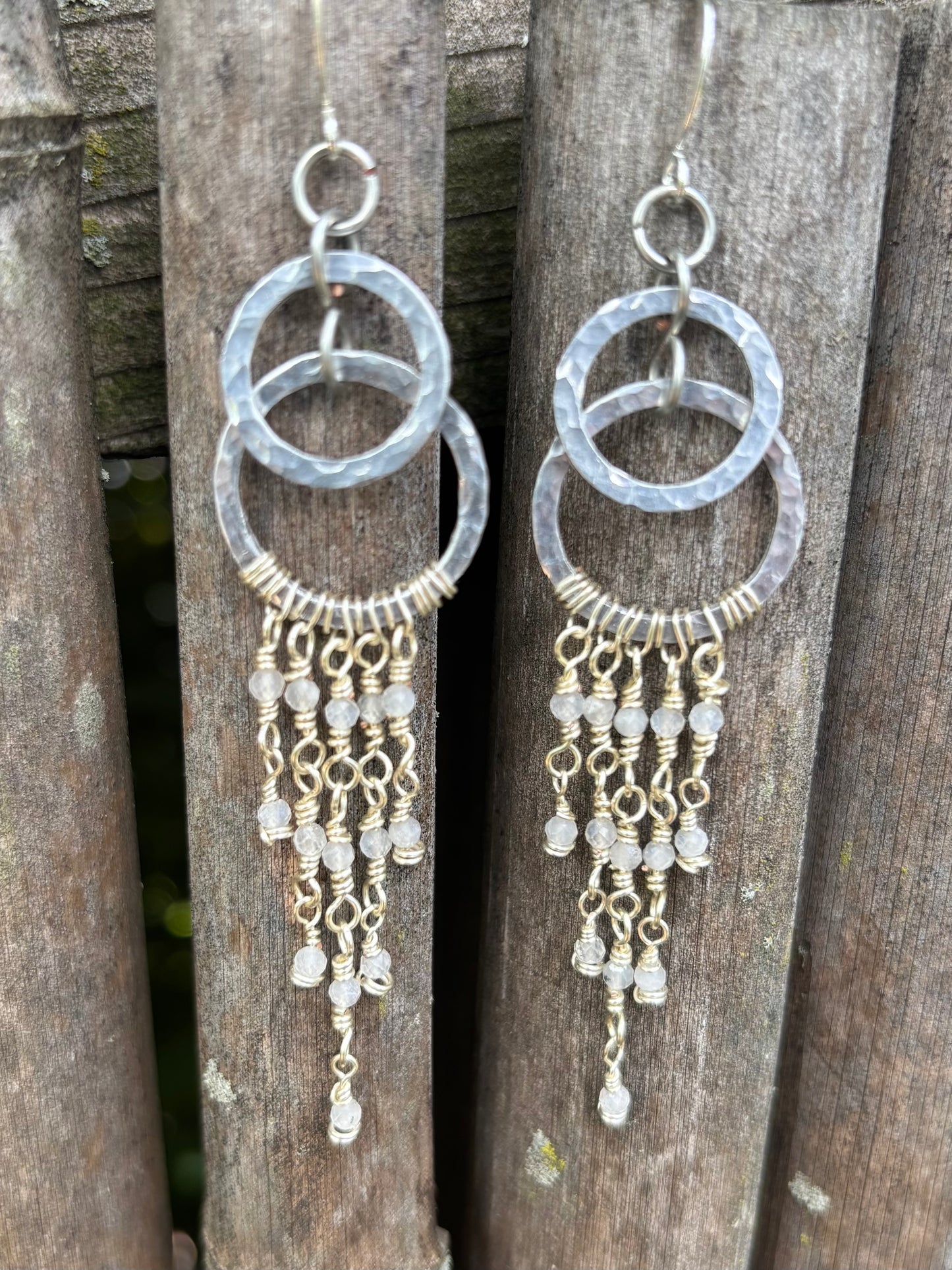 Silver Chandelier Earrings Moonstone