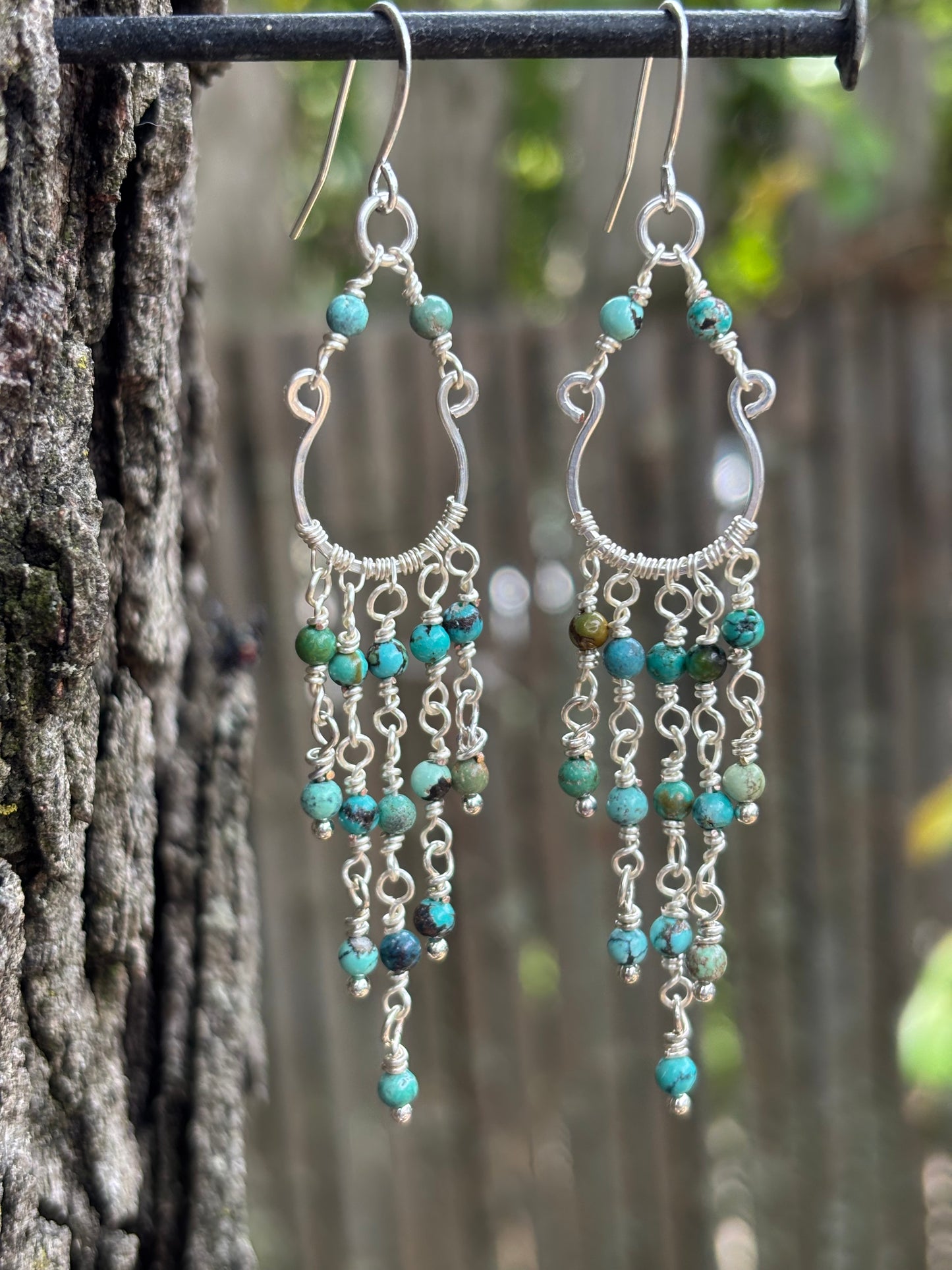 Silver Chandelier Earrings Turquoise