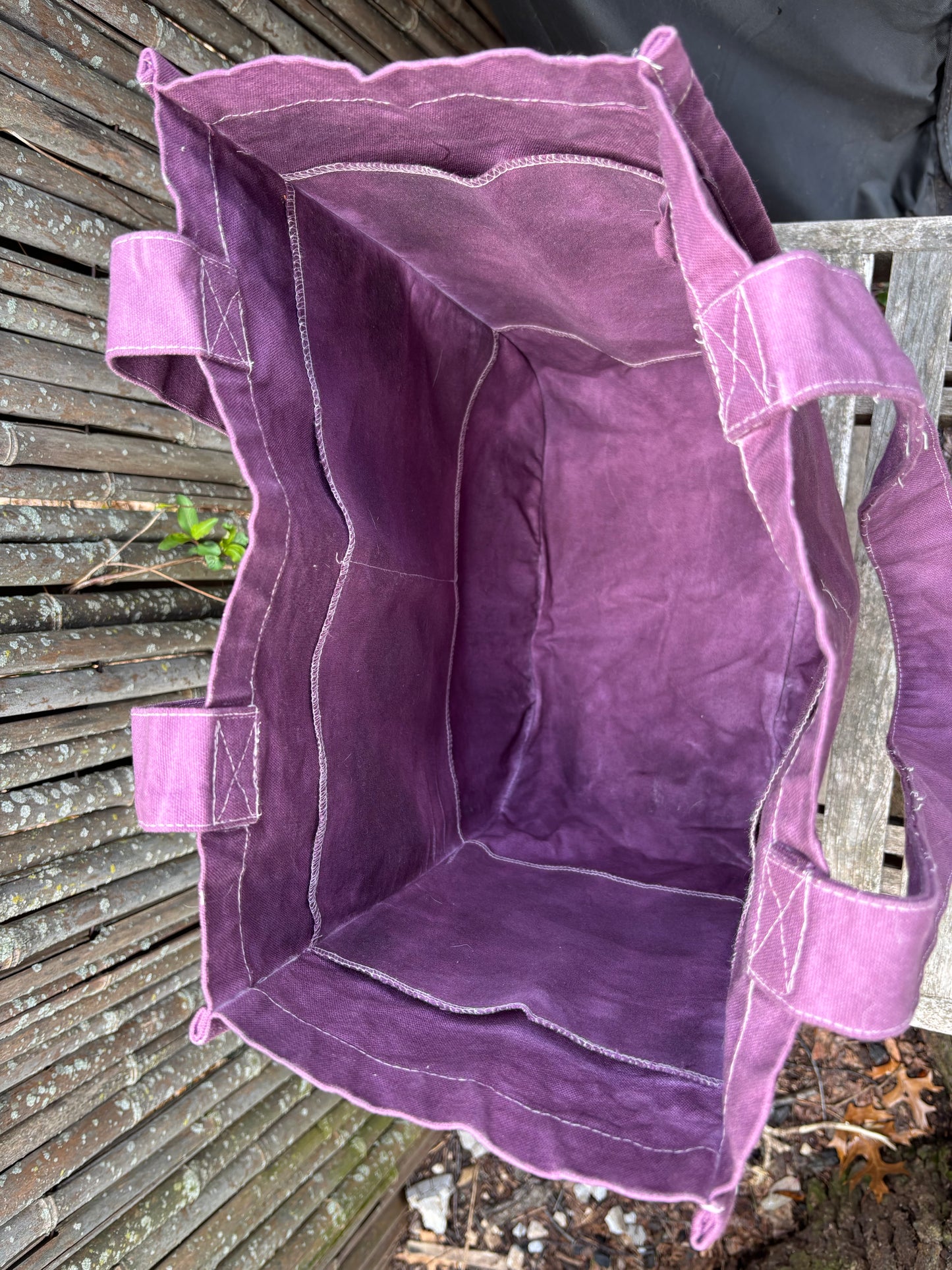 Large Beeswax Waxed Canvas Tote Market Bag BURGUNDY