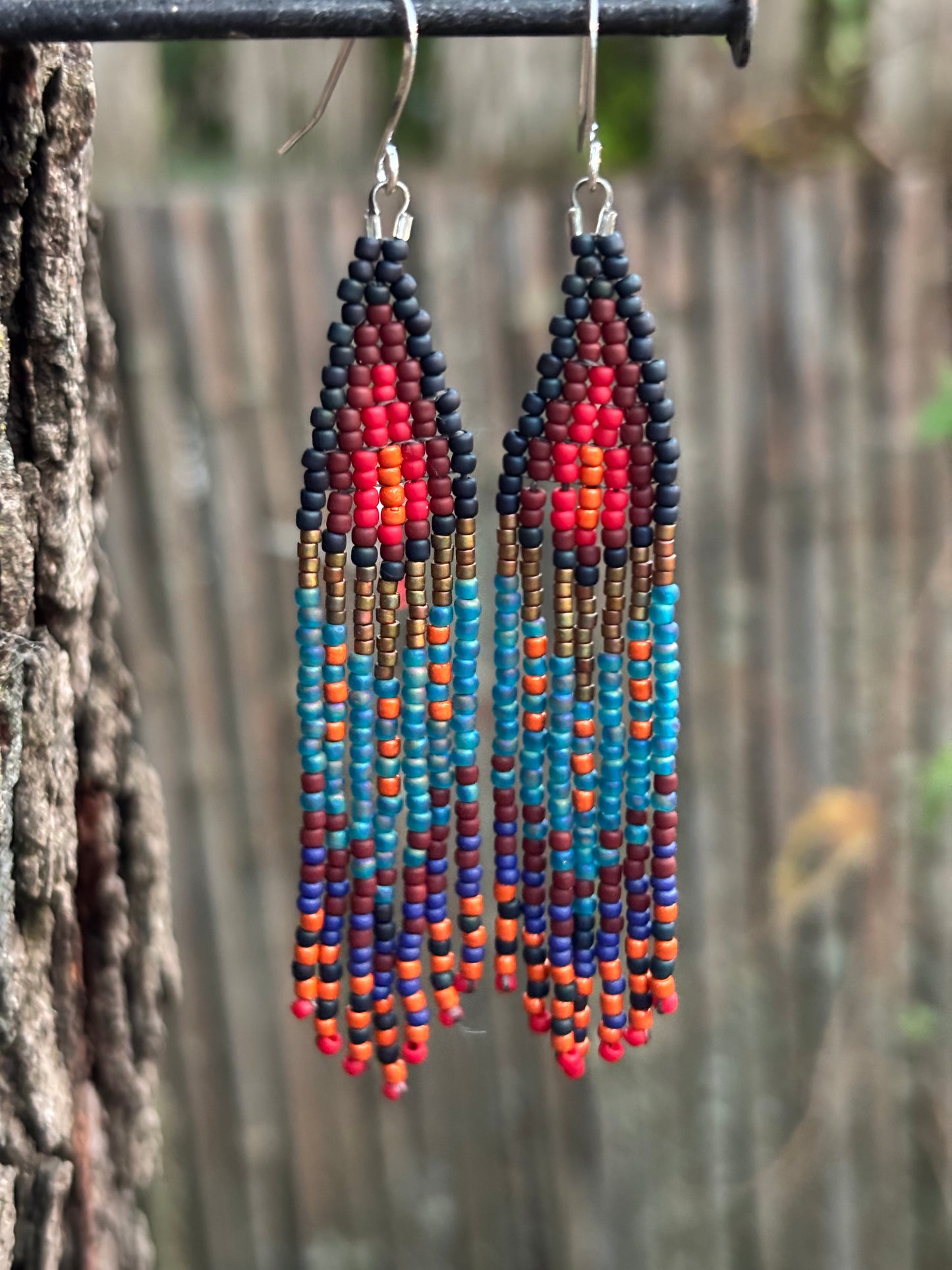 Glass Beaded Bohemian Fringe Earrings