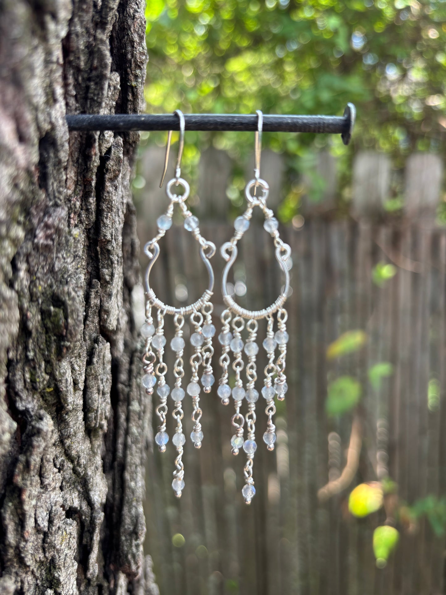 Silver Chandelier Earrings Labradorite