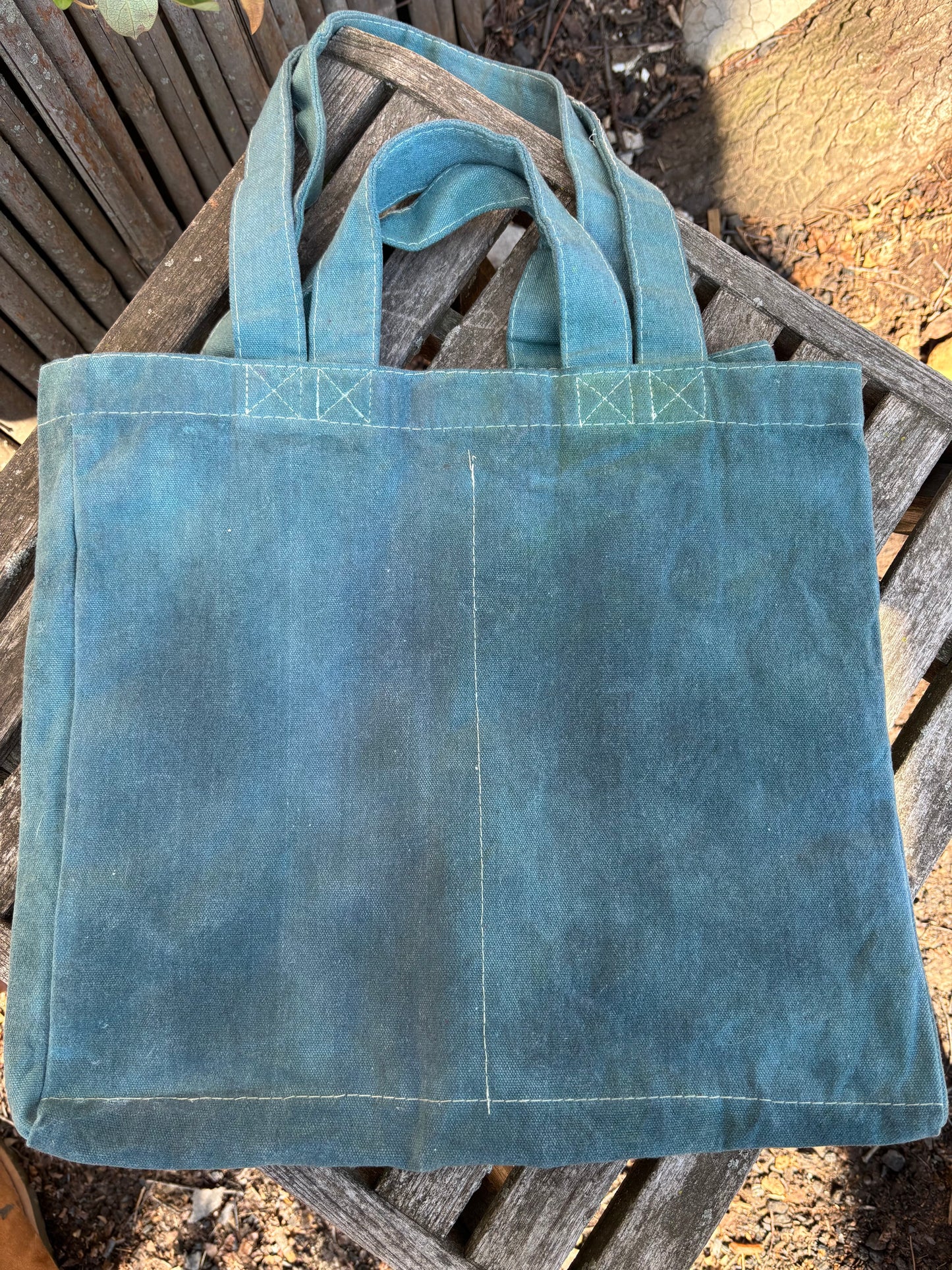 Extra Large Beeswax Waxed Canvas Tote Market Bag GREEN/TEAL