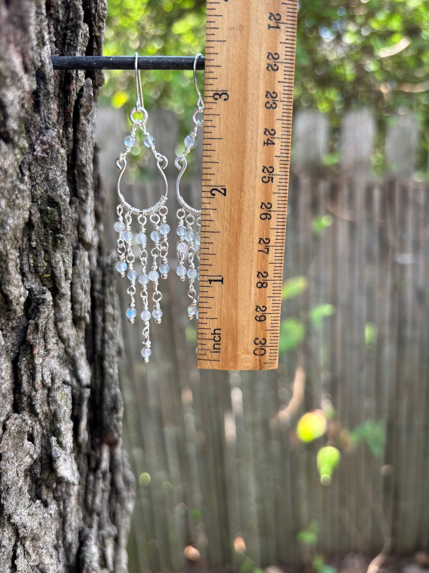 Silver Chandelier Earrings Labradorite