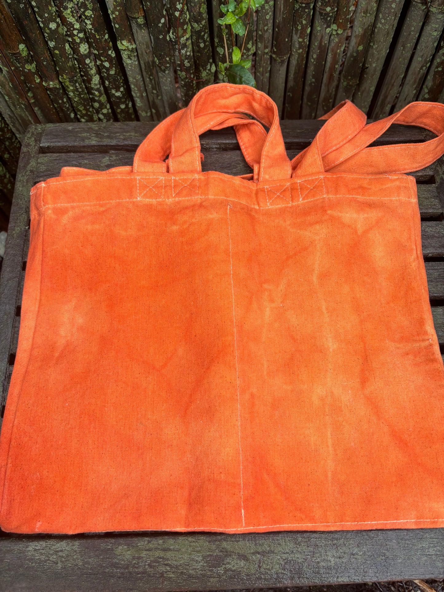 Extra Large Beeswax Waxed Canvas Tote Market Bag ORANGE
