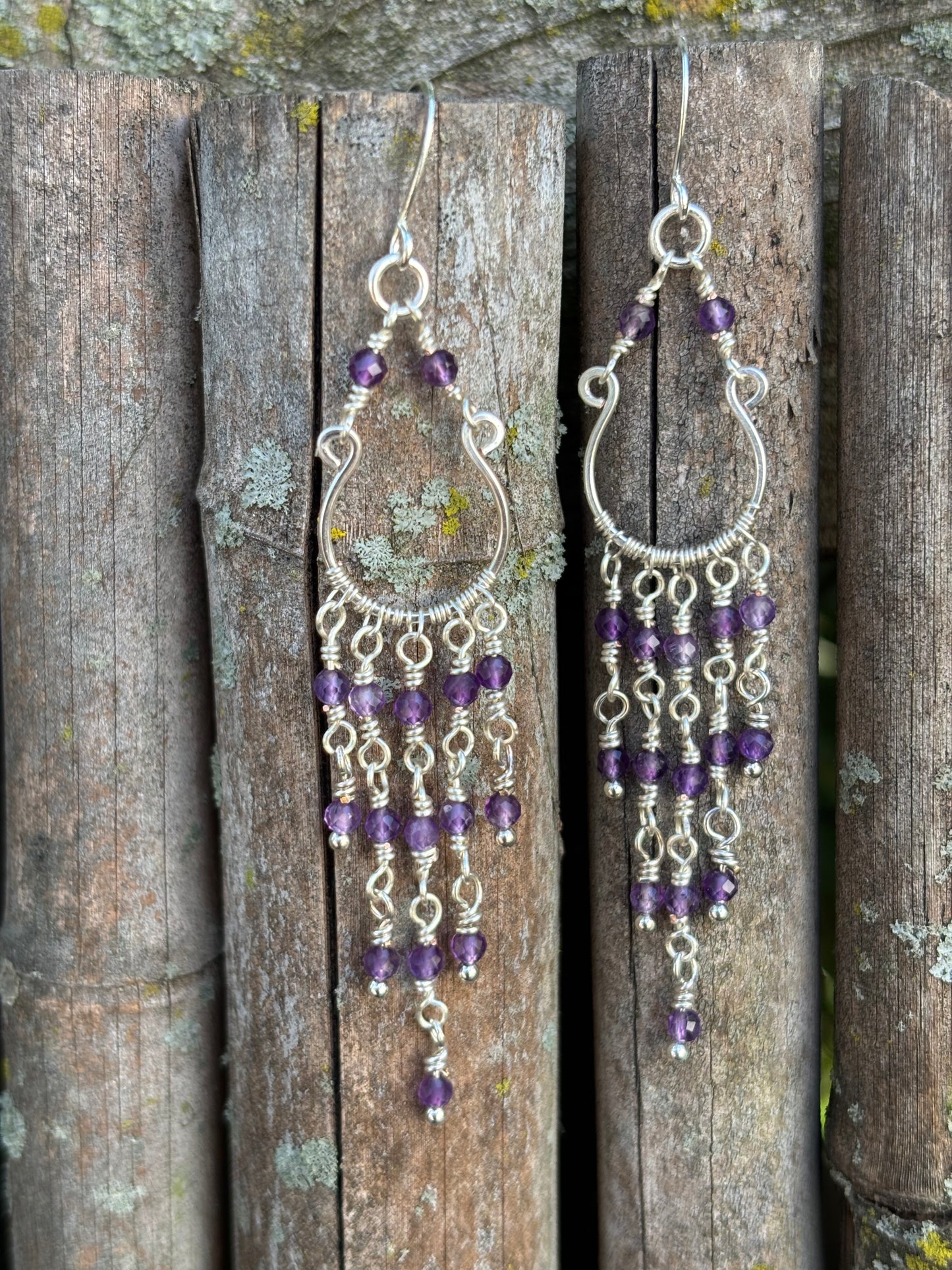 Silver Chandelier Earrings Amethyst