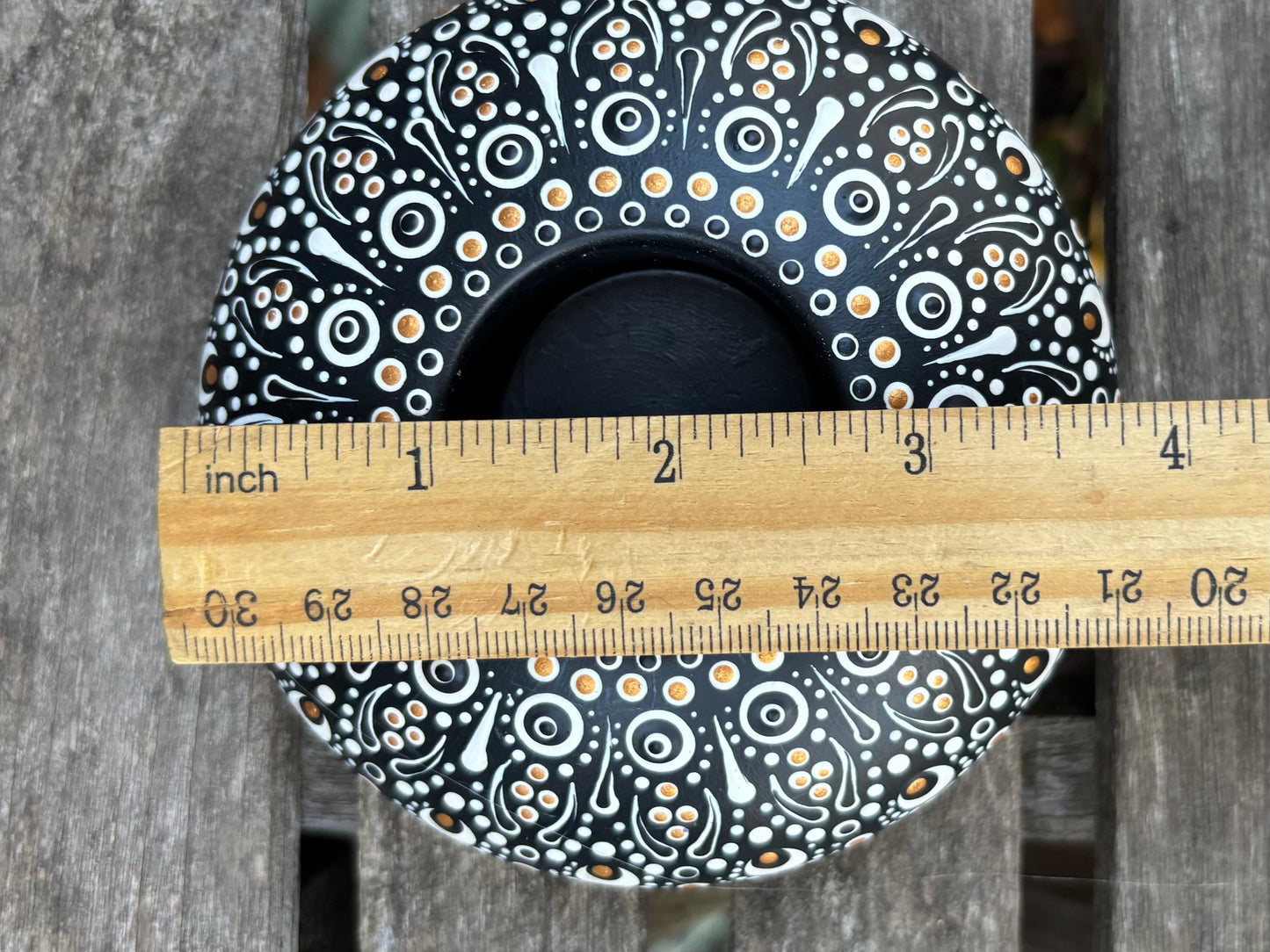 Concrete Hand-Painted Black and White Mandala Tealight Tea Light Holder