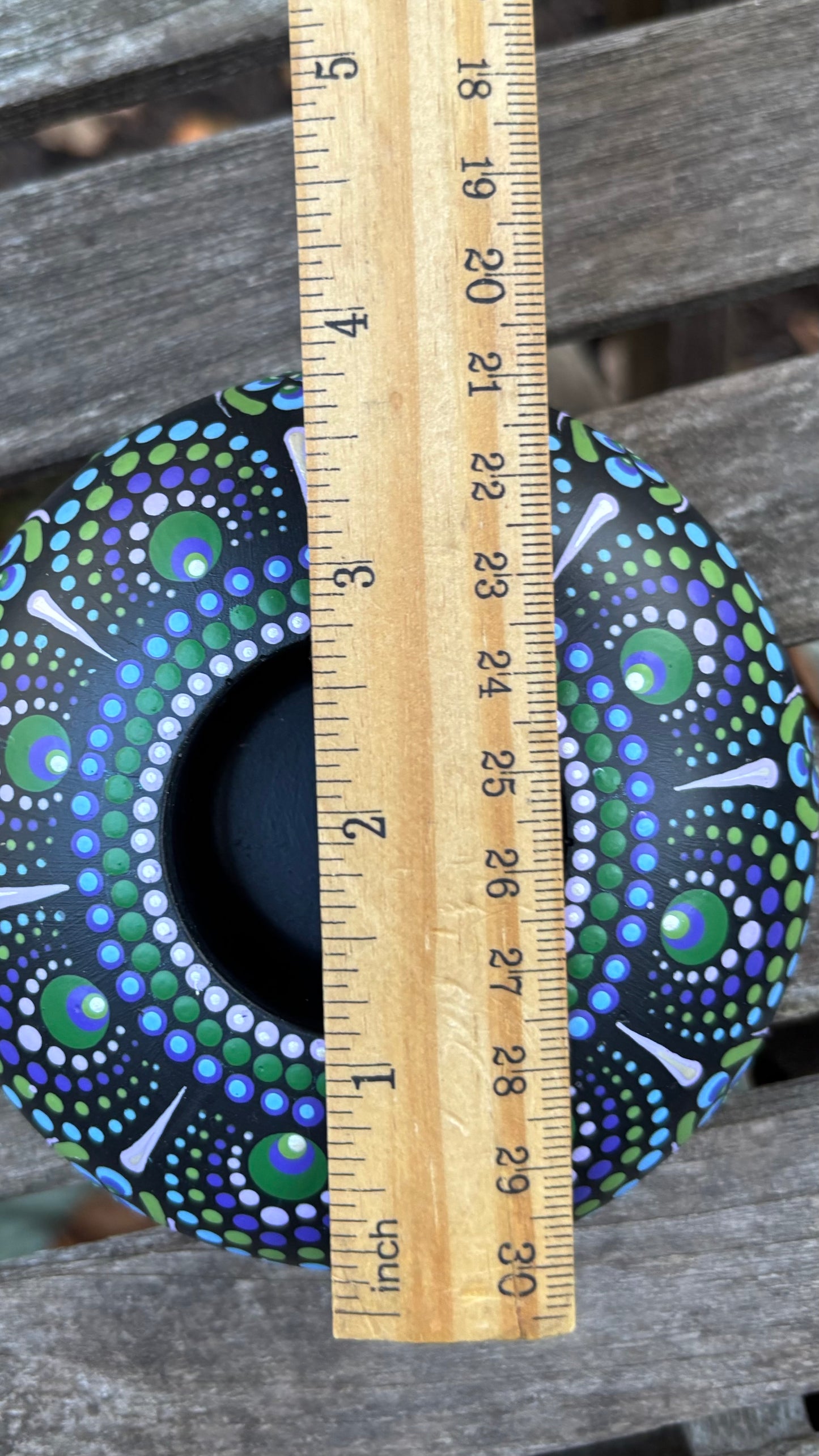 Concrete Mandala Tealight Tea Light Holder Purple Green and Blue