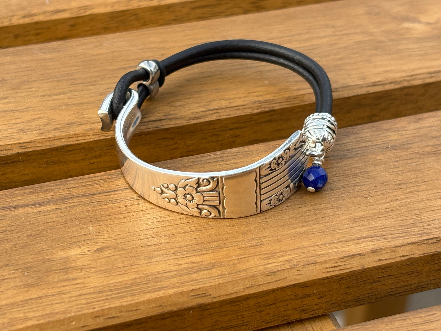 Up-Cycled Vintage Silverware and Leather Bracelet