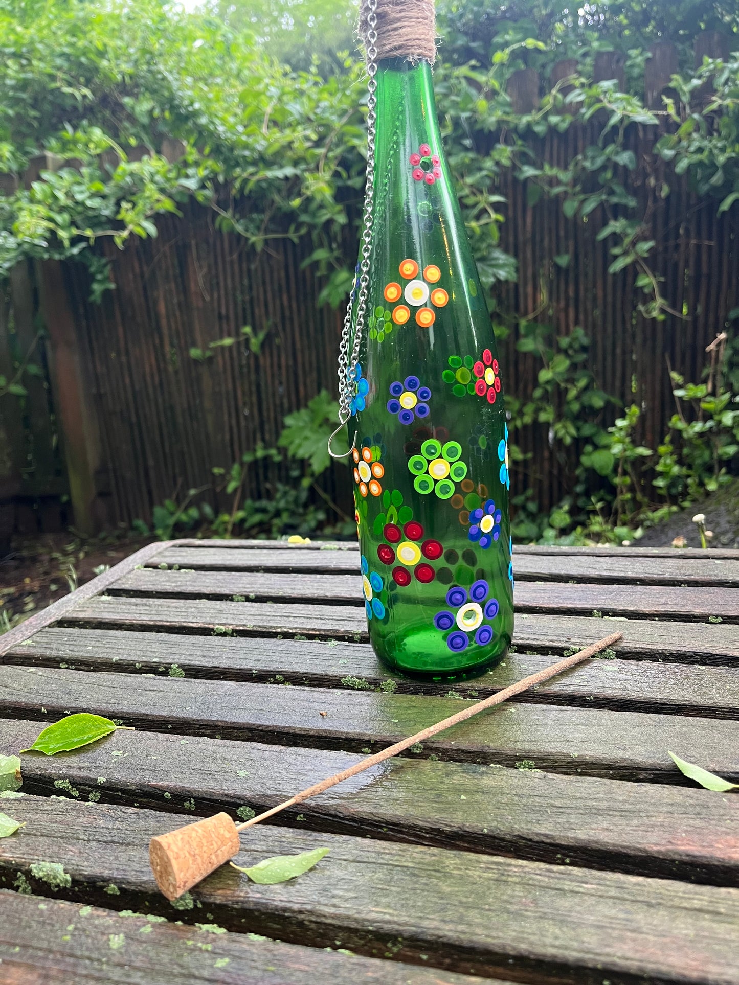 Re-Wined Up-Cycled Glass Bottle Hanging Smoking Bottle Incense Burner