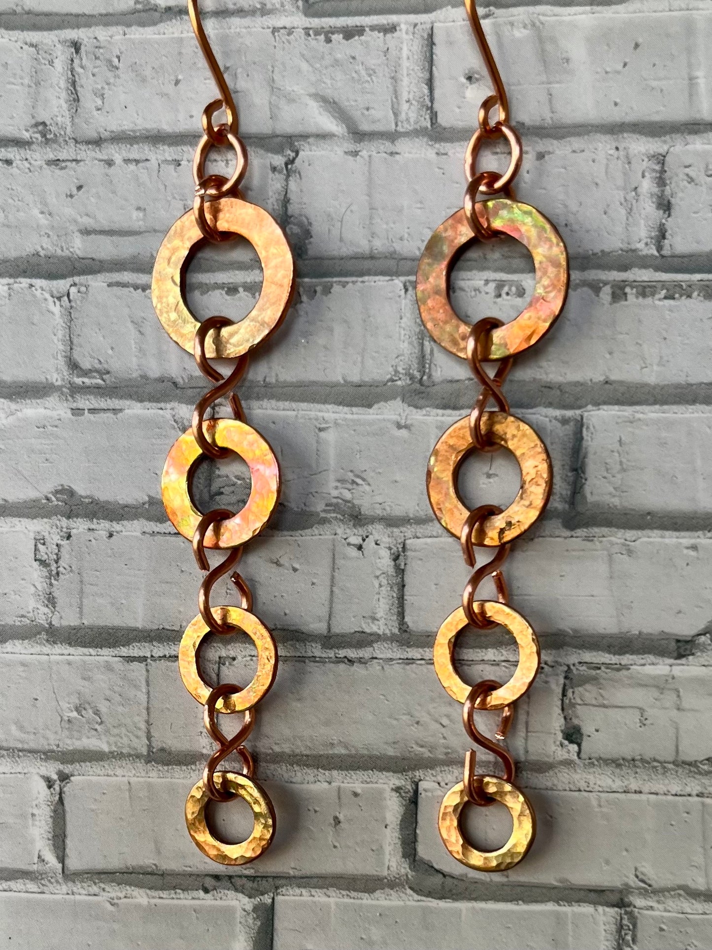 Copper Washer Earrings Long
