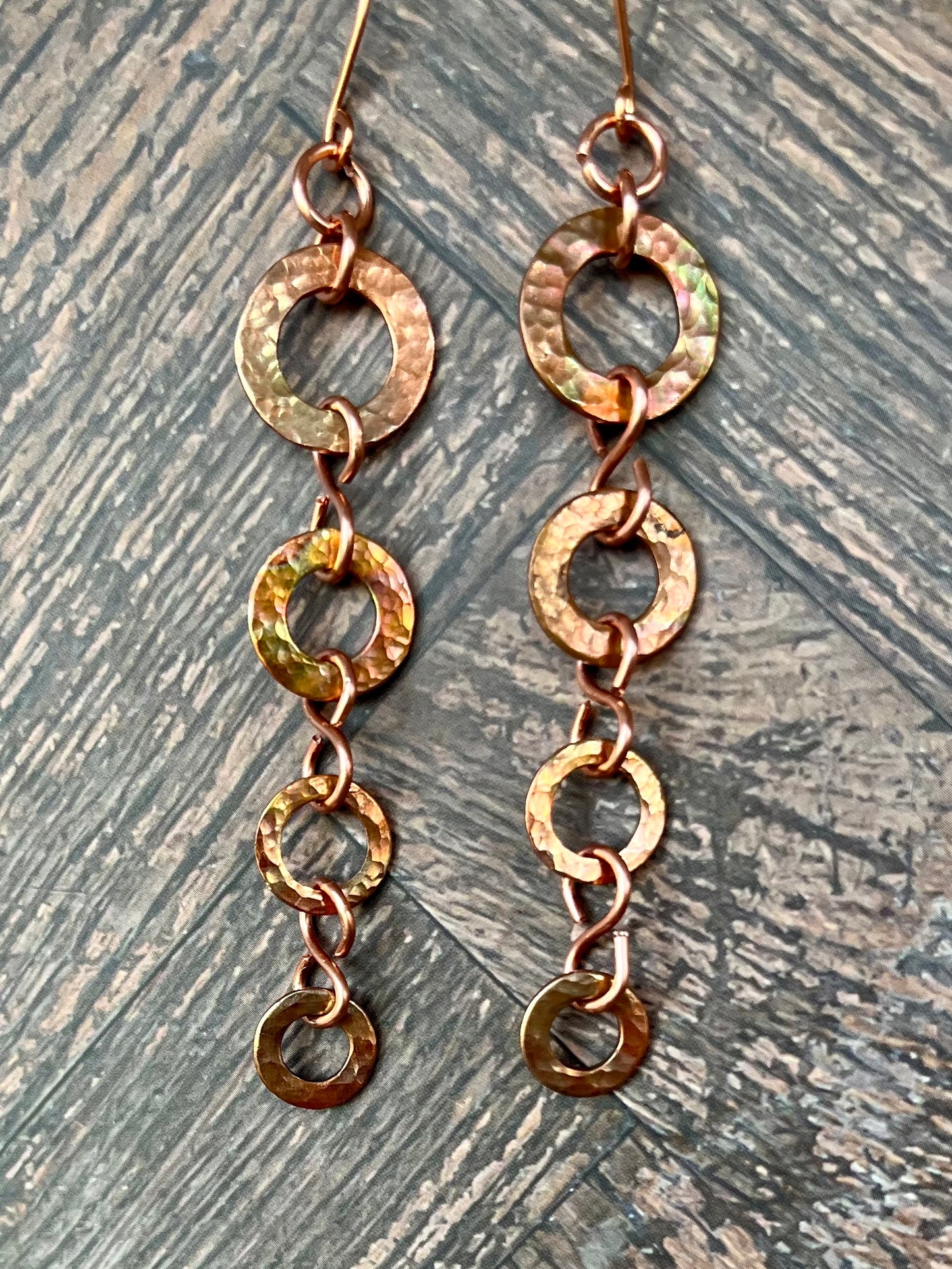 Copper Washer Earrings Long