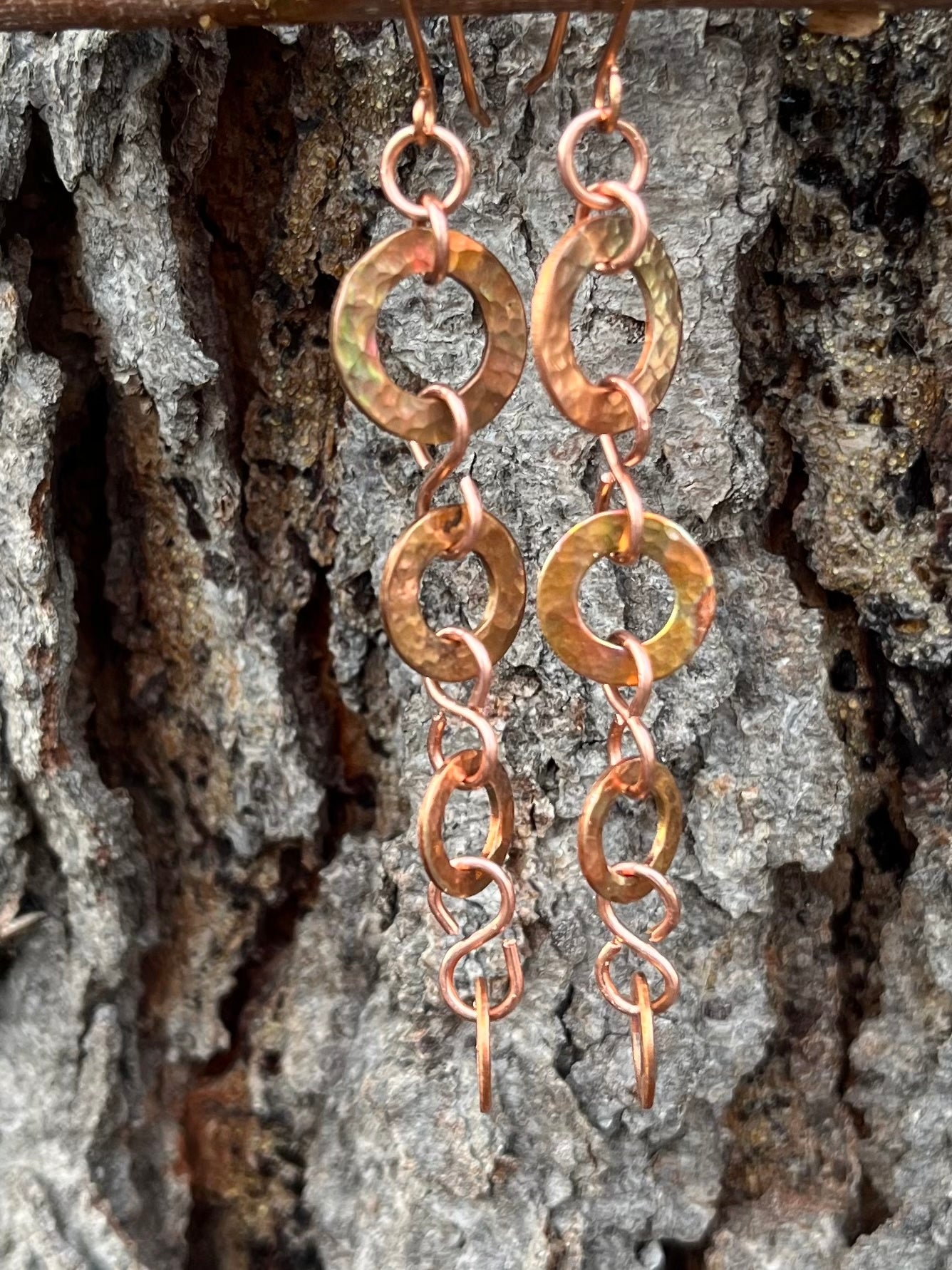 Copper Washer Earrings Long