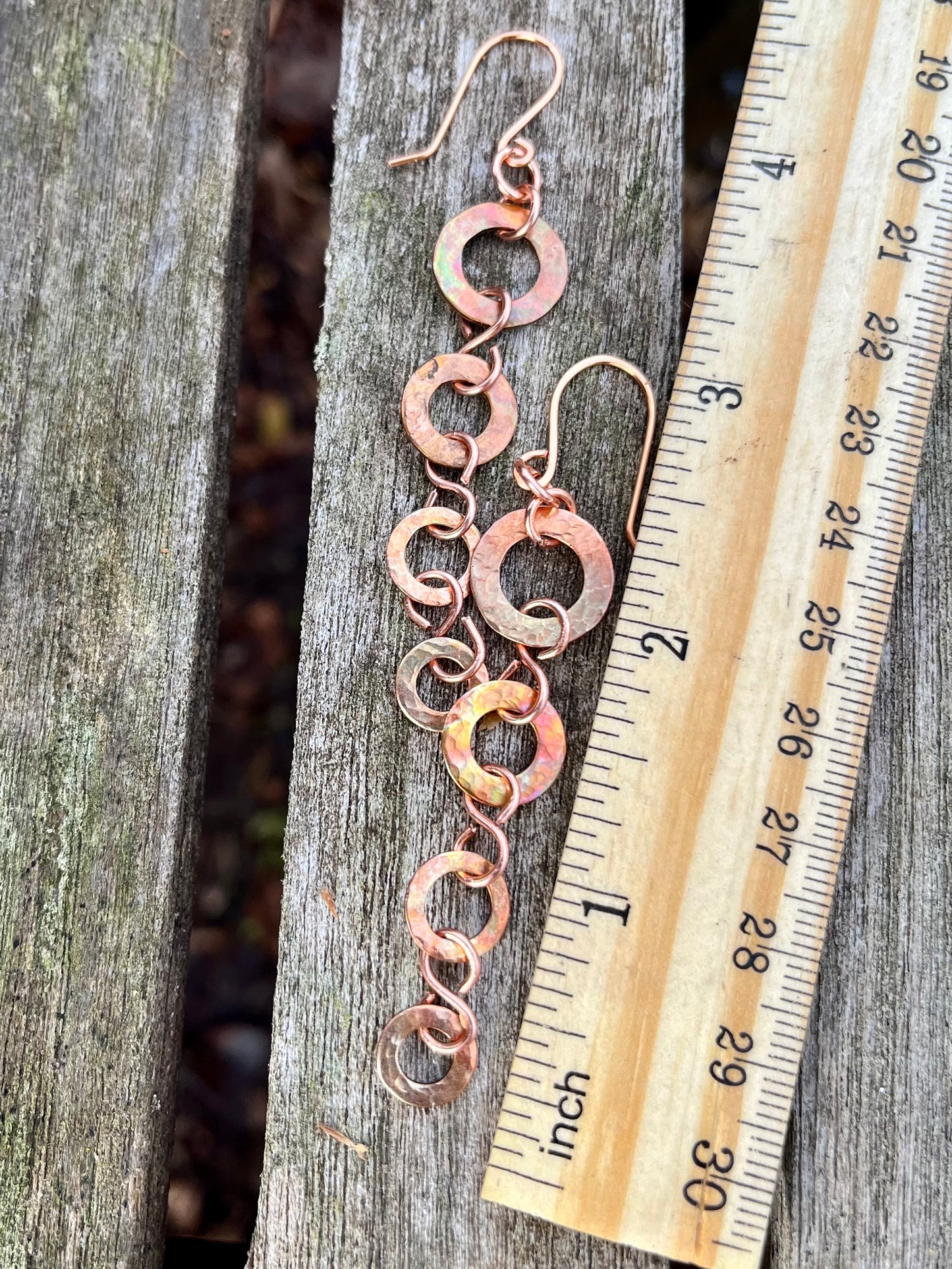 Copper Washer Earrings Long