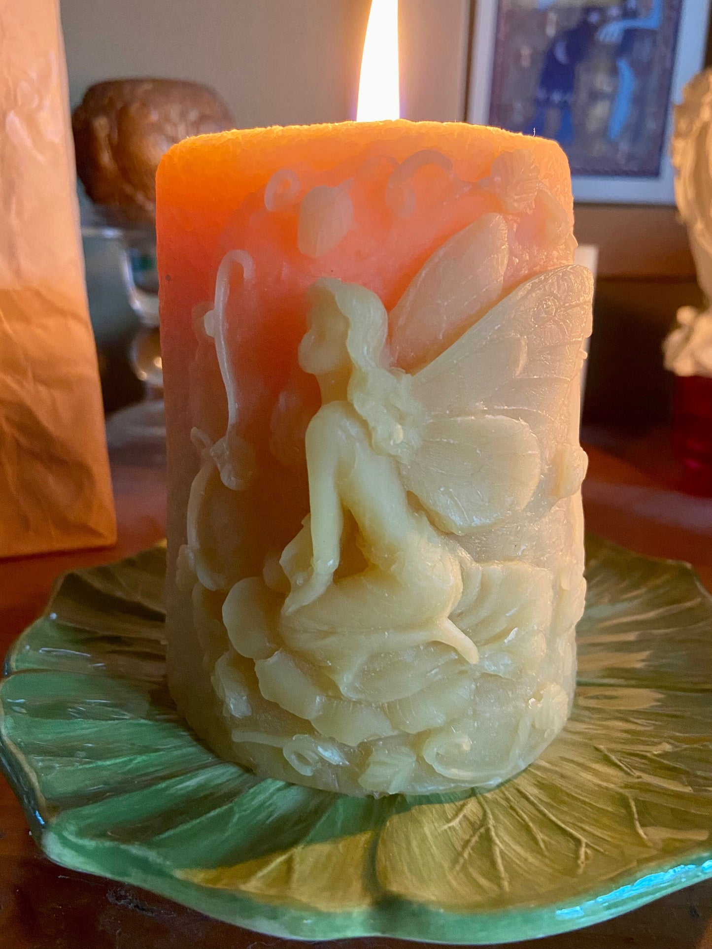 100% PURE Beeswax Candle-Fairy-Faerie-Pixie- Pillar-Beeswax Candle